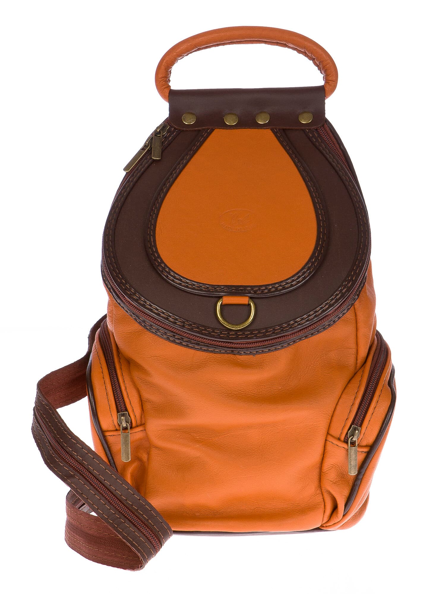 Borsa zaino donna in vera pelle CHIAROSCURO mod. MONTE HALLA maxi colore MIELE Made in Italy.