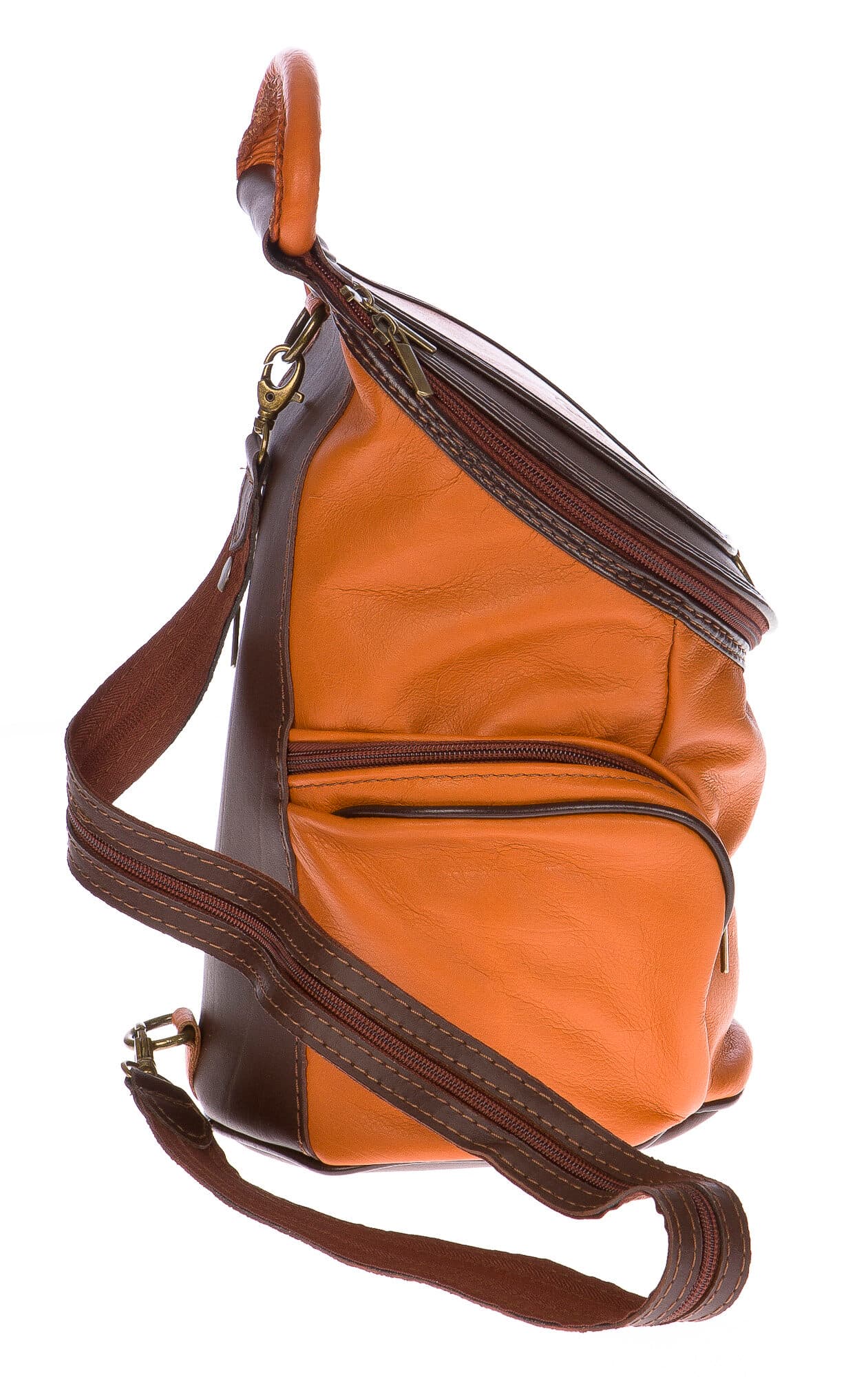 Borsa zaino donna in vera pelle CHIAROSCURO mod. MONTE HALLA maxi colore MIELE Made in Italy.