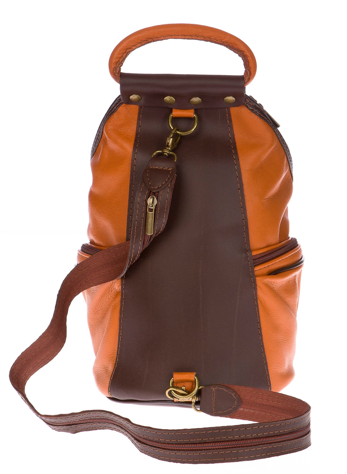 Borsa zaino donna in vera pelle CHIAROSCURO mod. MONTE HALLA maxi colore MIELE Made in Italy.