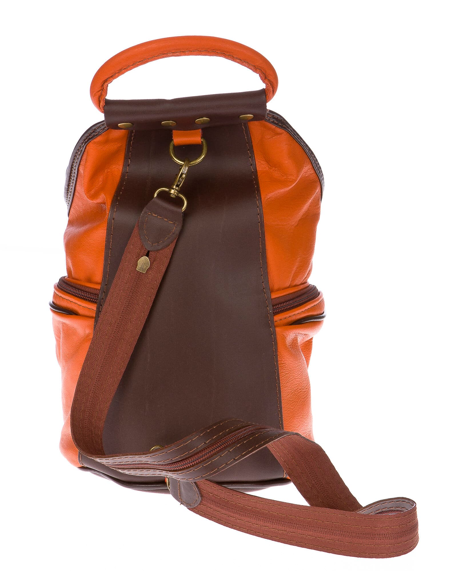 Borsa zaino donna in vera pelle CHIAROSCURO mod. MONTE HALLA maxi colore ARANCIO Made in Italy.