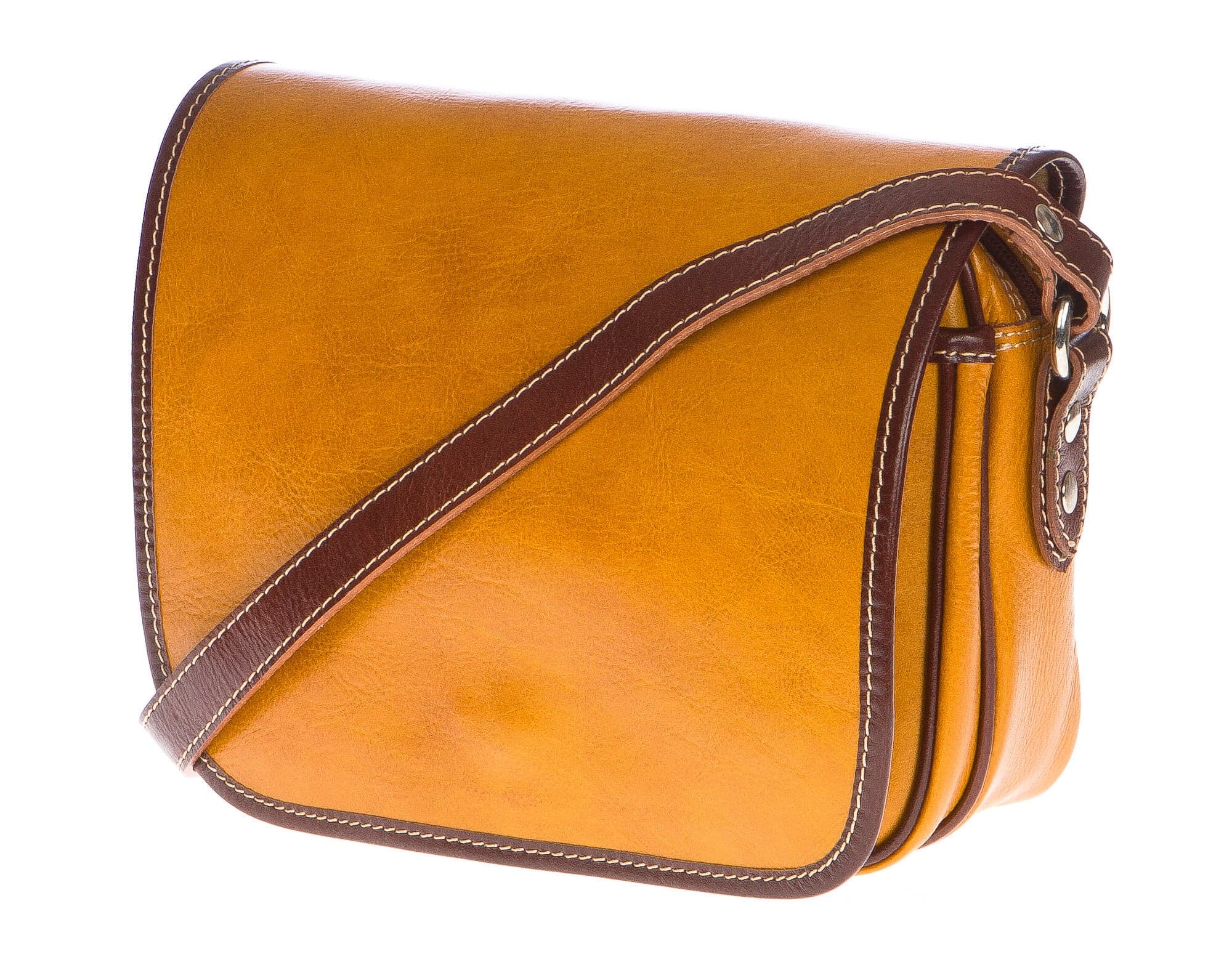 Borsa donna in vera pelle CHIAROSCURO mod. PERLA colore GIALLO Made in Italy (Borsa)