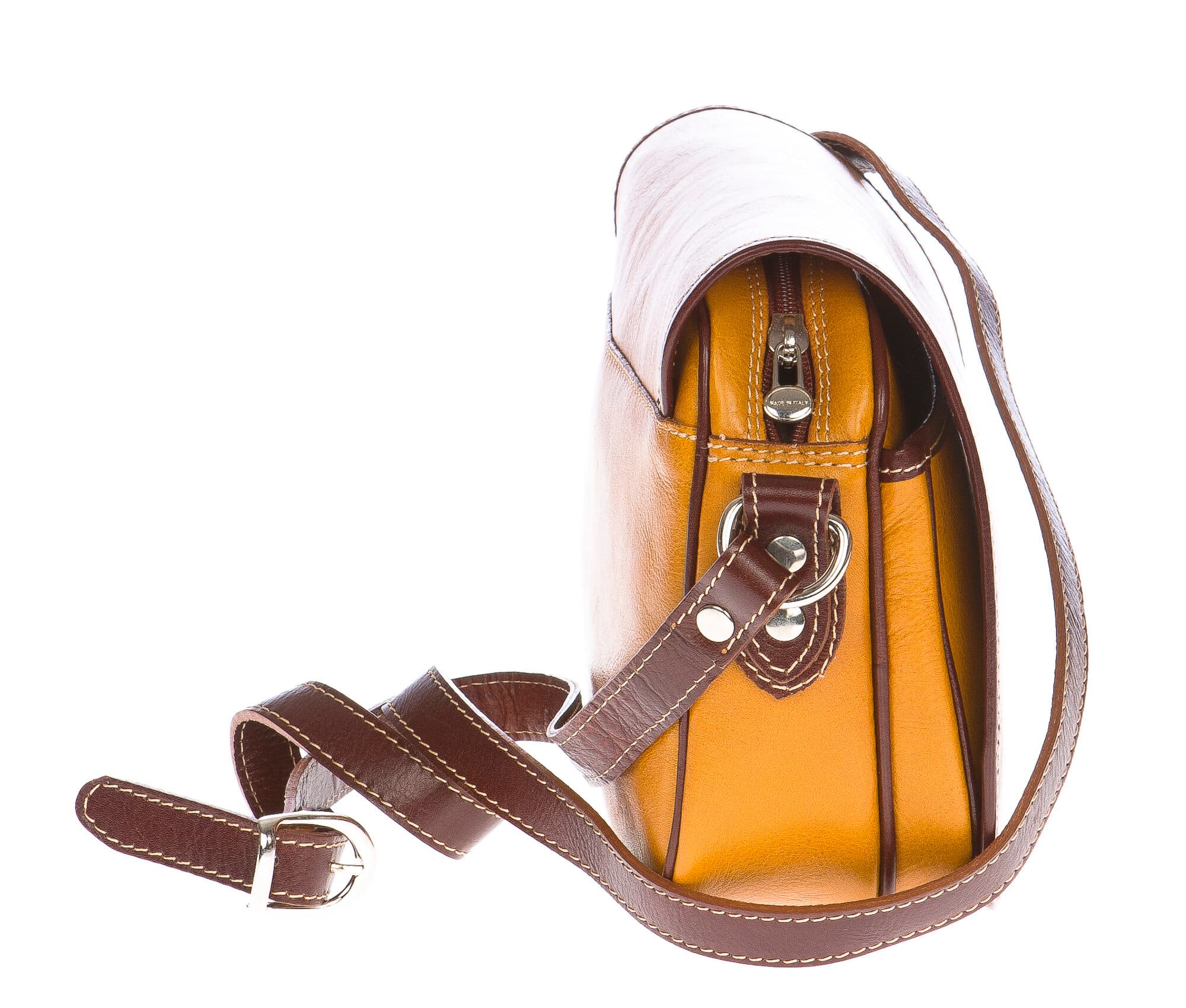 Borsa donna in vera pelle CHIAROSCURO mod. PERLA colore GIALLO Made in Italy (Borsa)