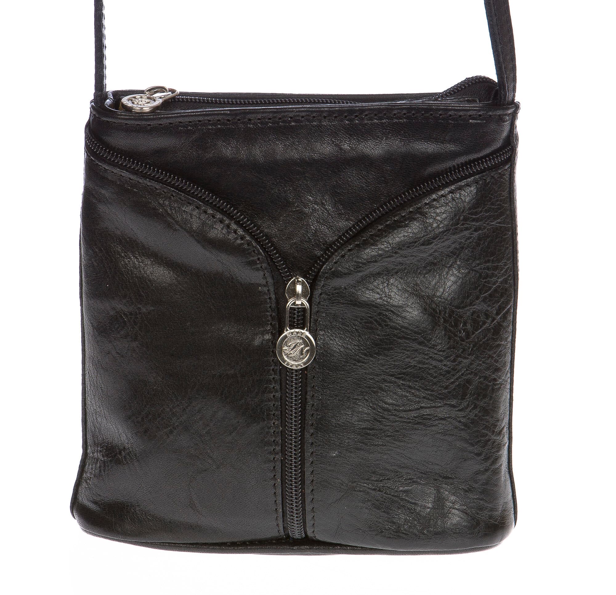 Borsa donna in vera pelle CHIAROSCURO mod. SONIA colore NERO Made in Italy (Borsa)
