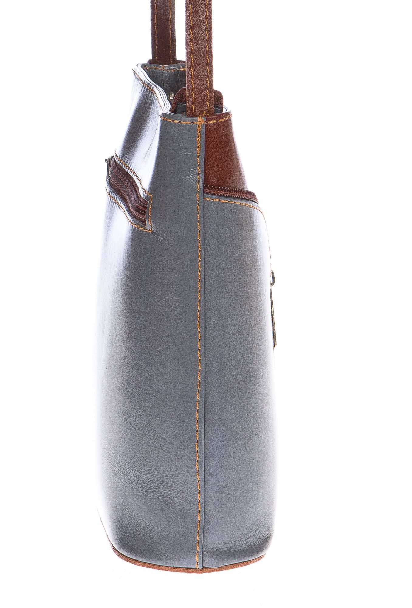 Borsa donna in vera pelle CHIAROSCURO mod. ANNA colore GRIGIO / MARRONE, Made in Italy