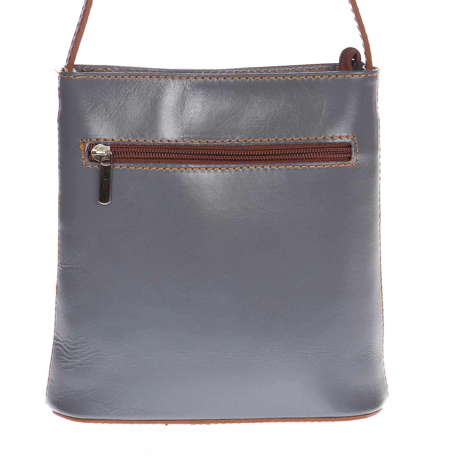 Borsa donna in vera pelle CHIAROSCURO mod. ANNA colore GRIGIO / MARRONE, Made in Italy