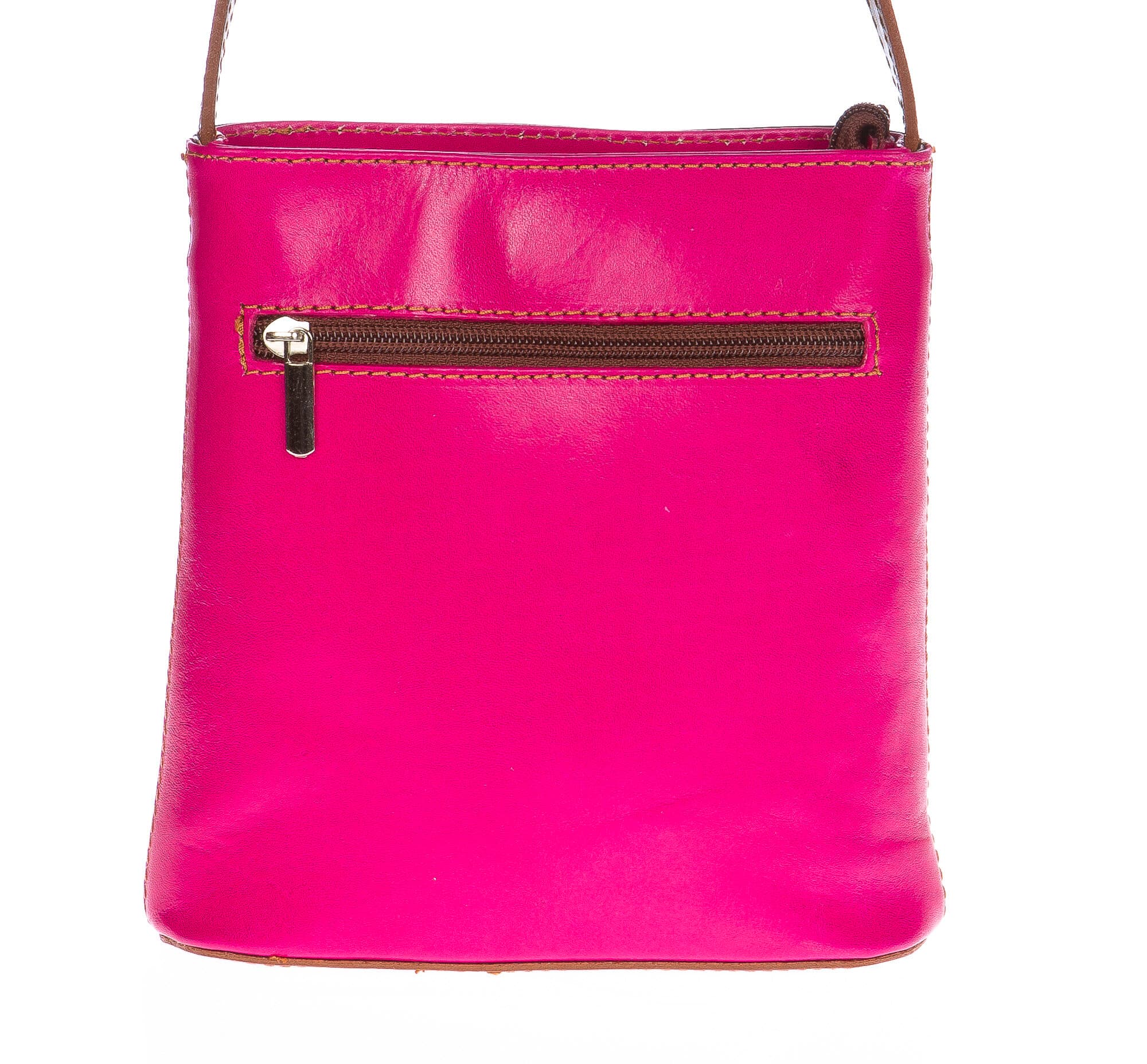 Borsa donna in vera pelle CHIAROSCURO mod. ANNA colore FUCSIA / MARRONE, Made in Italy