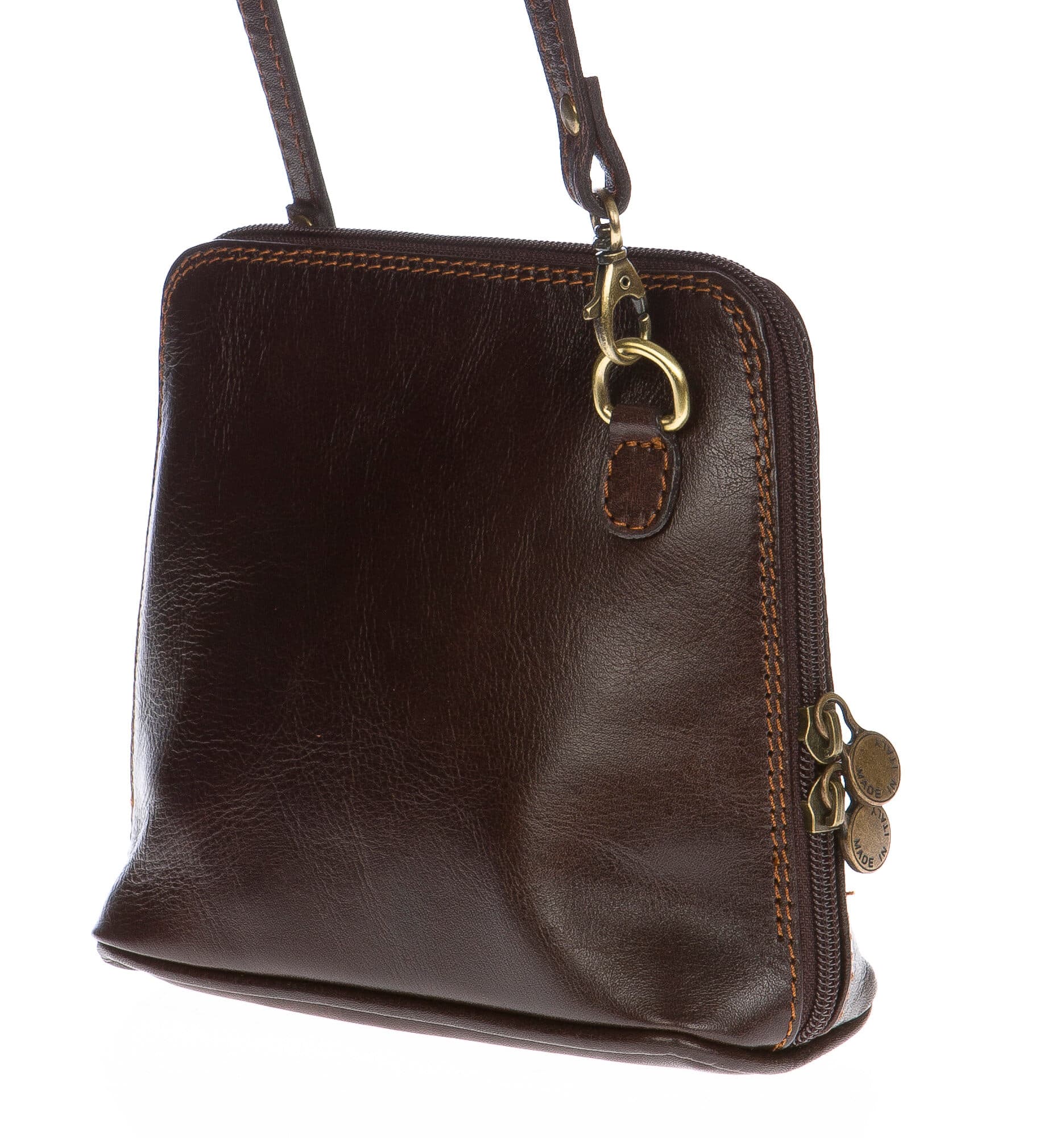 Borsa donna in vera pelle CHIAROSCURO mod. SANDRA colore TESTA DI MORO Made in Italy (Borsa)