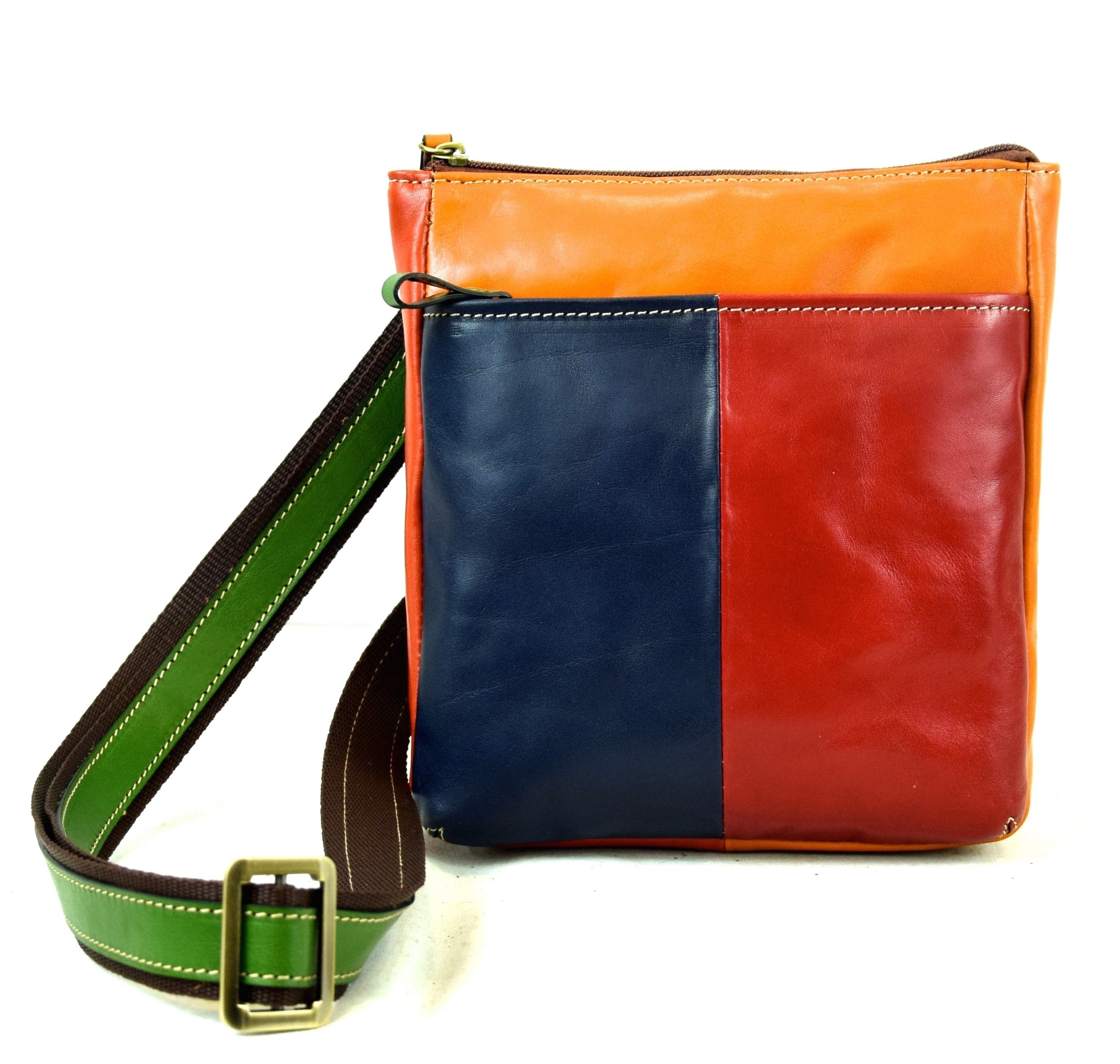 Borsa a tracolla da uomo in vera pelle VITTORIO, colore MULTICOLOR, SANTINI, Made in Italy