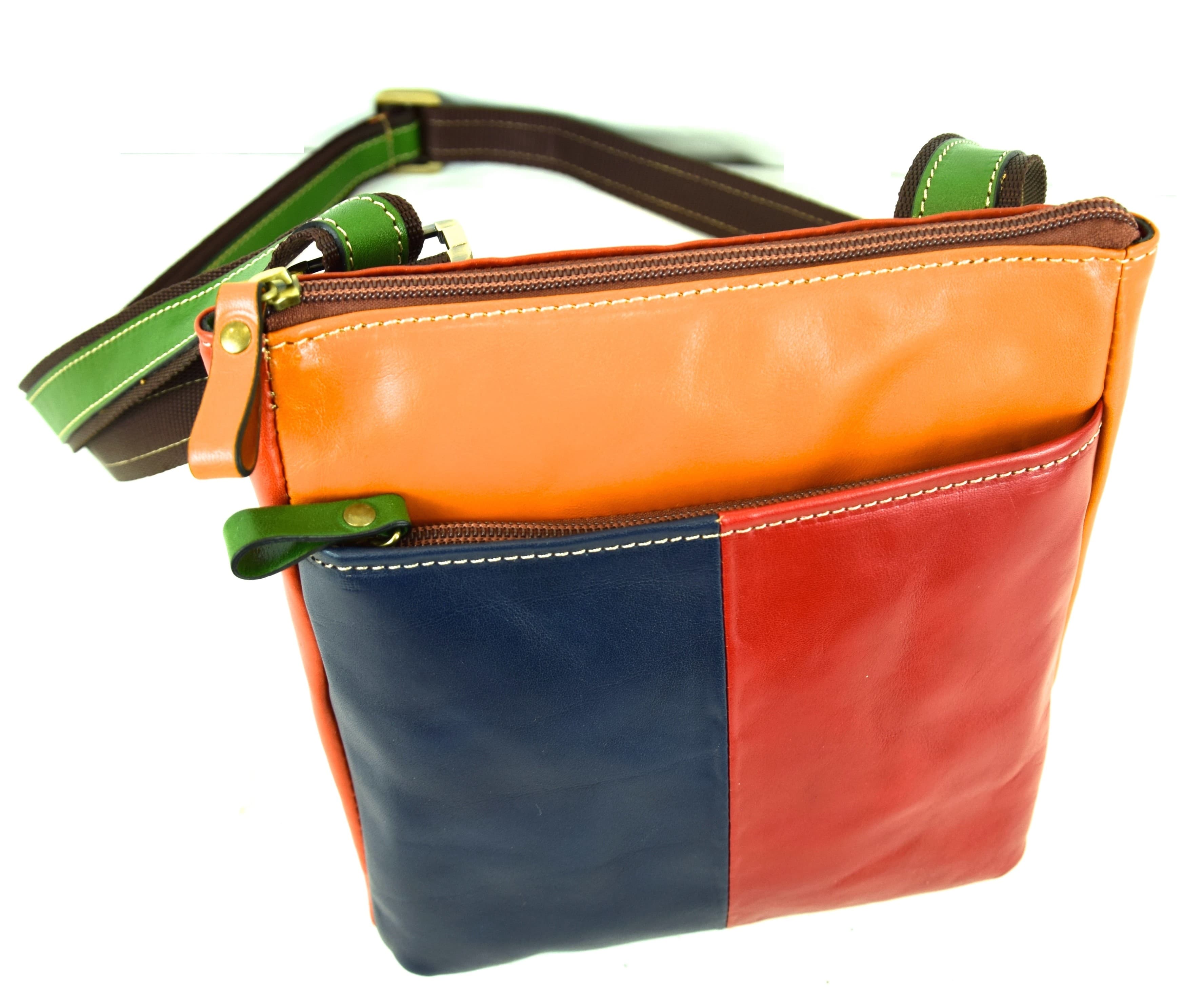 Borsa a tracolla da uomo in vera pelle VITTORIO, colore MULTICOLOR, SANTINI, MADE IN ITALY