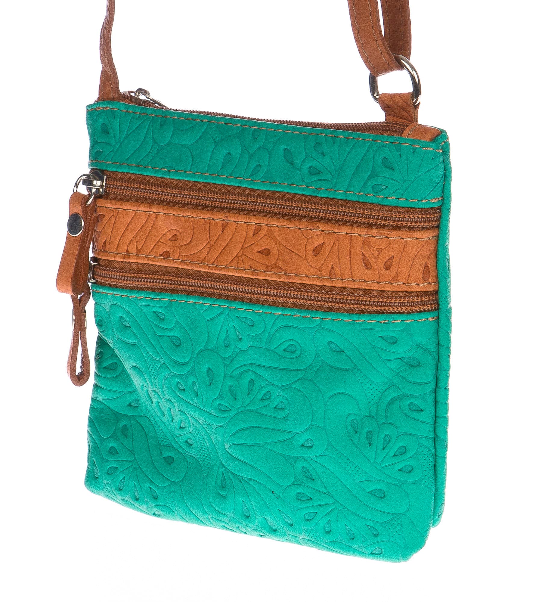 Borsa donna in vera pelle CHIARO SCURO mod. SABINA colore AZZURRO Made in Italy