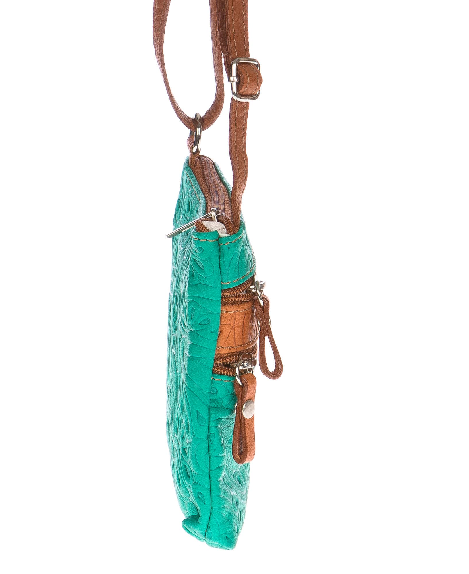 Borsa donna in vera pelle CHIARO SCURO mod. SABINA colore AZZURRO Made in Italy