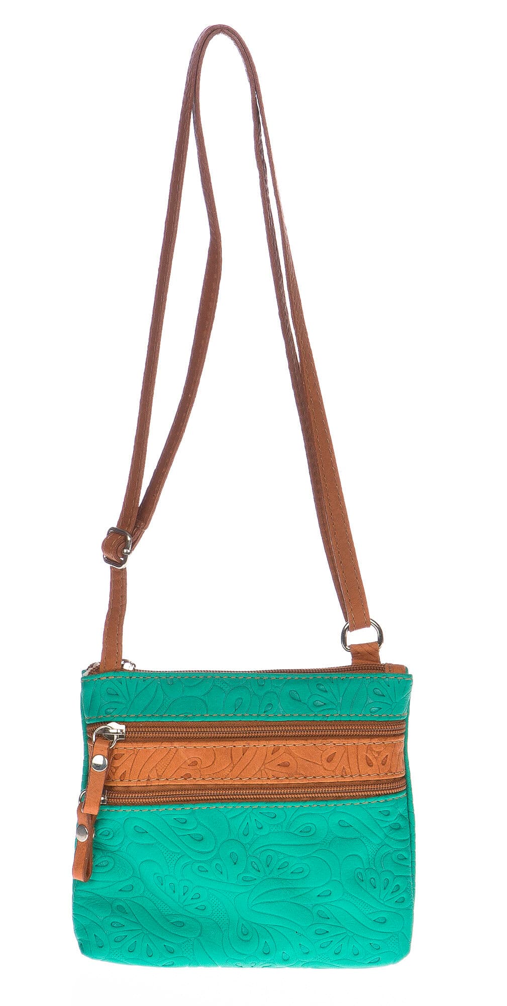 Borsa donna in vera pelle CHIARO SCURO mod. SABINA colore AZZURRO Made in Italy