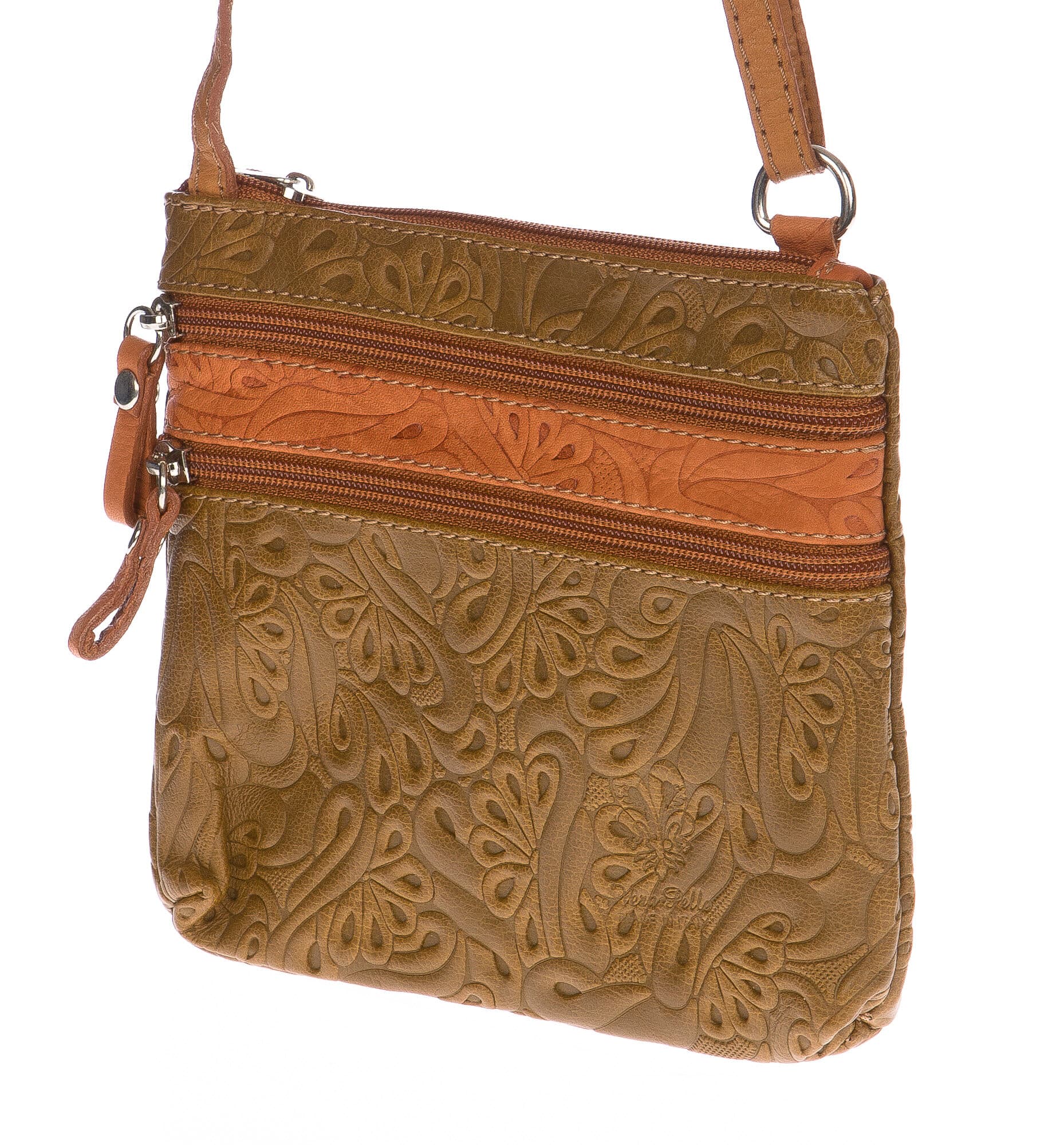Borsa donna in vera pelle CHIARO SCURO mod. SABINA colore TAUPE Made in Italy