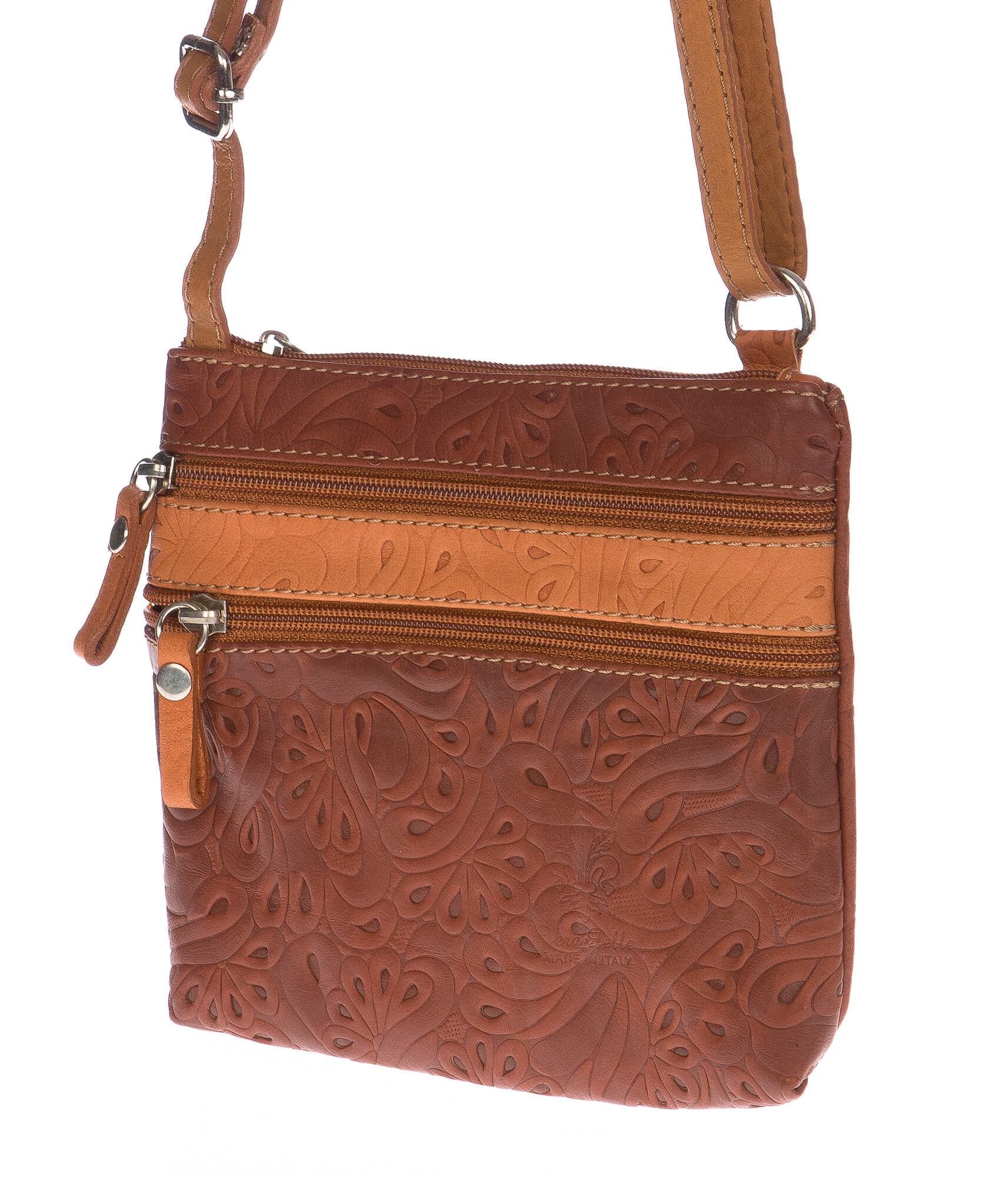 Borsa donna in vera pelle CHIARO SCURO mod. SABINA colore MARRONE Made in Italy