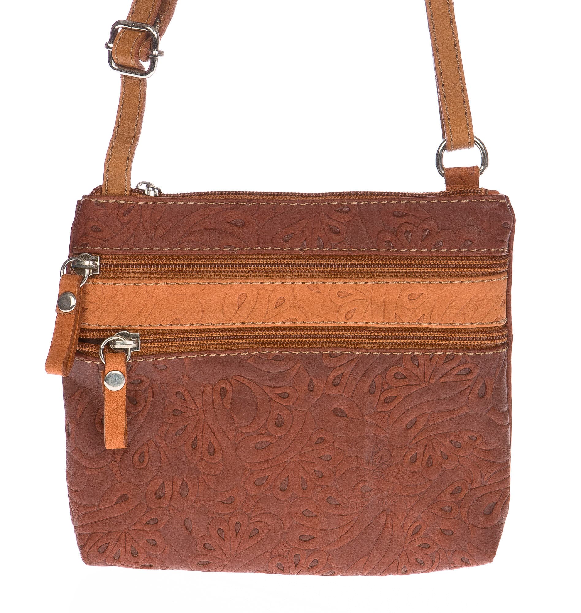 Borsa donna in vera pelle CHIARO SCURO mod. SABINA colore MARRONE Made in Italy
