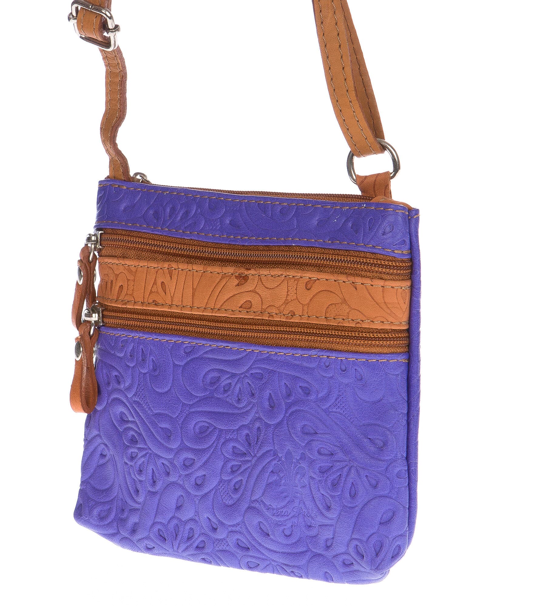 Borsa donna in vera pelle CHIARO SCURO mod. SABINA colore VIOLA Made in Italy