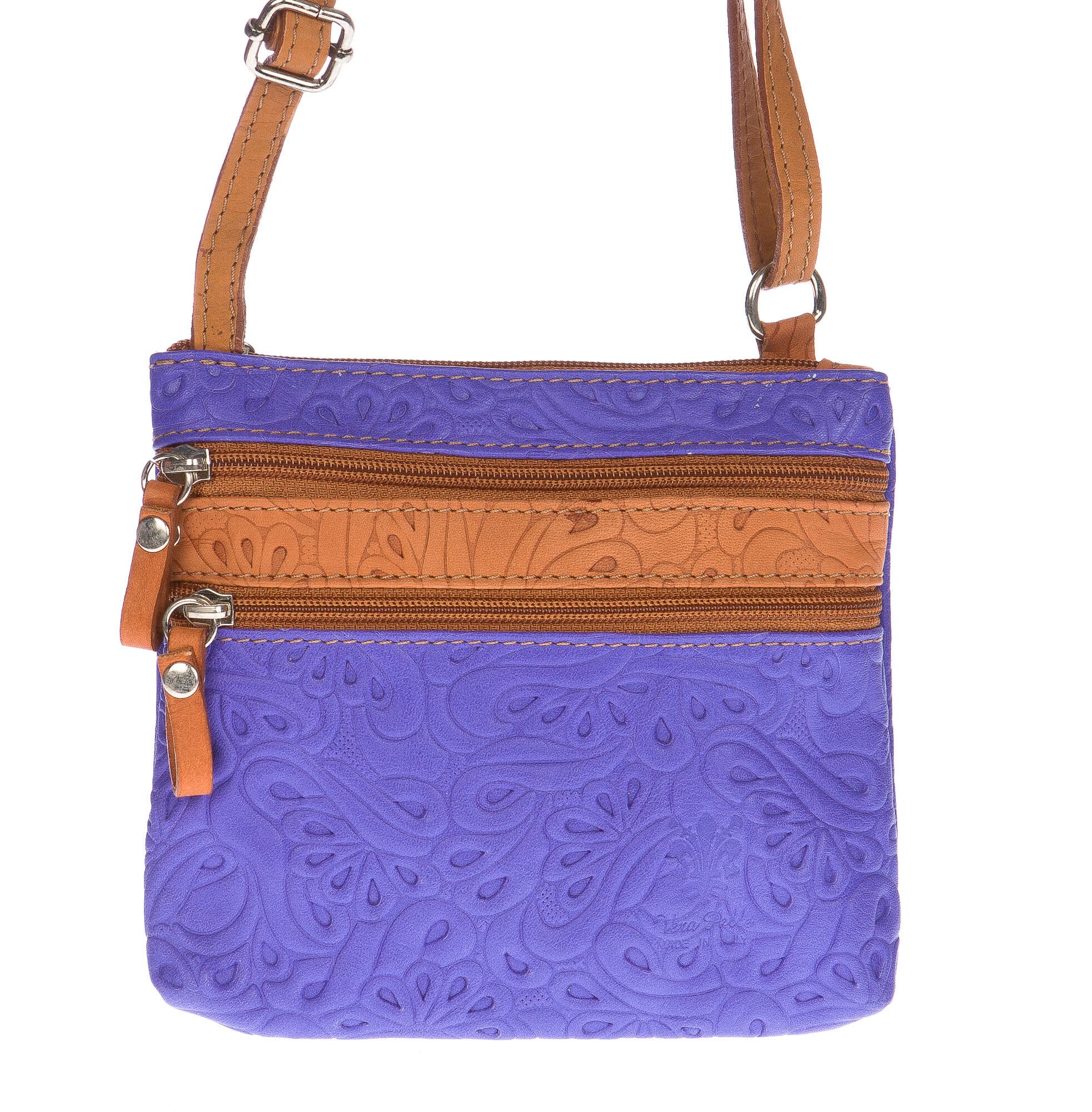 Borsa donna in vera pelle CHIARO SCURO mod. SABINA colore VIOLA Made in Italy