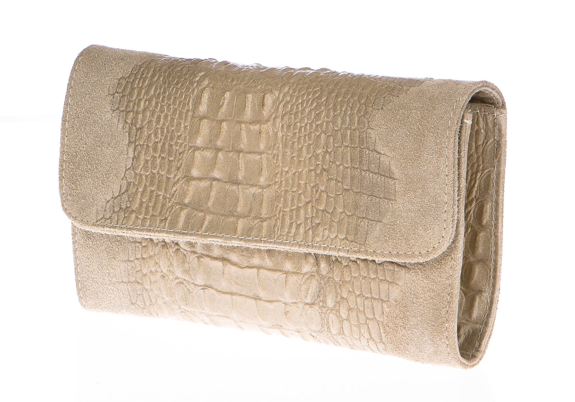 Borsa donna in vera pelle CHIARO SCURO mod. EMILIA colore PANNA, stampa COCCO, Made in Italy