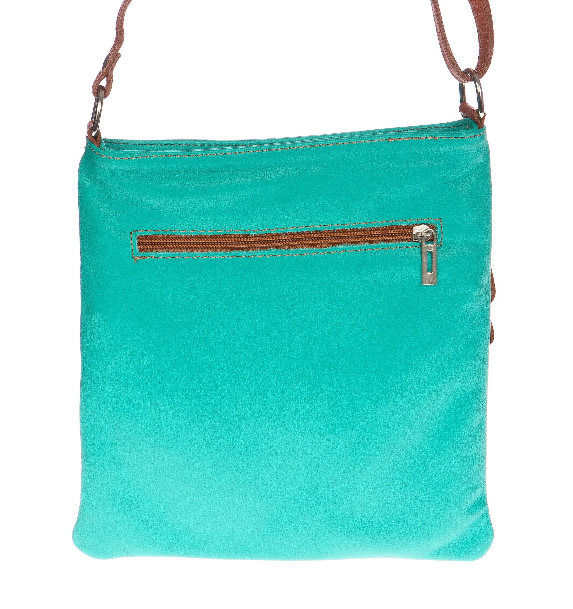 Borsa donna in vera pelle CHIARO SCURO mod. TECLA colore AZZURRO / MIELE, Made in Italy (Borsa)