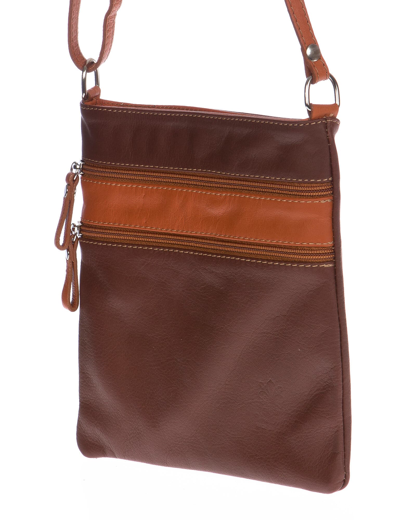 Borsa donna in vera pelle CHIARO SCURO mod. TECLA colore TESTA DI MORO / MIELE, Made in Italy (Borsa)