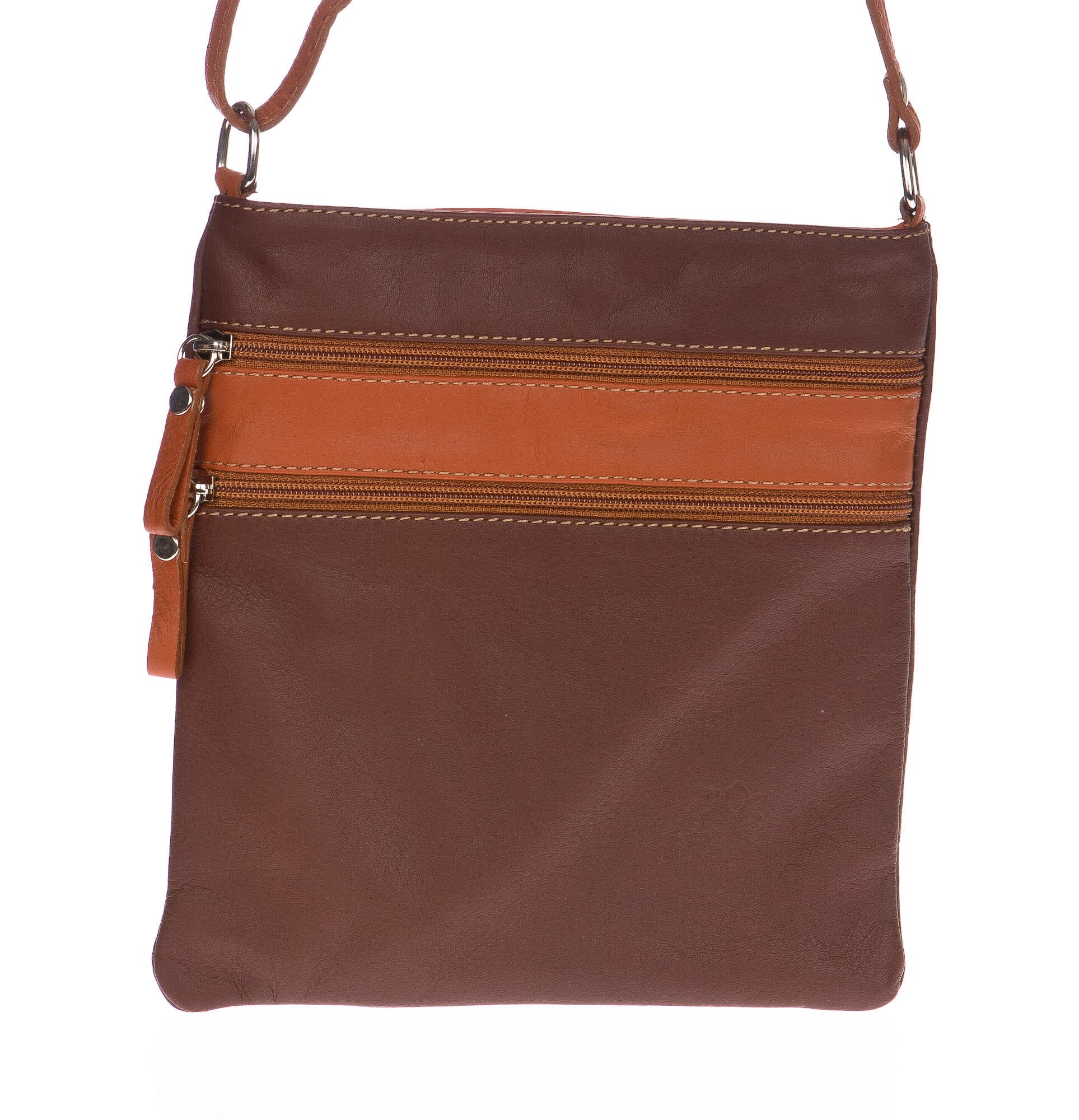Borsa donna in vera pelle CHIARO SCURO mod. TECLA colore TESTA DI MORO / MIELE, Made in Italy (Borsa)