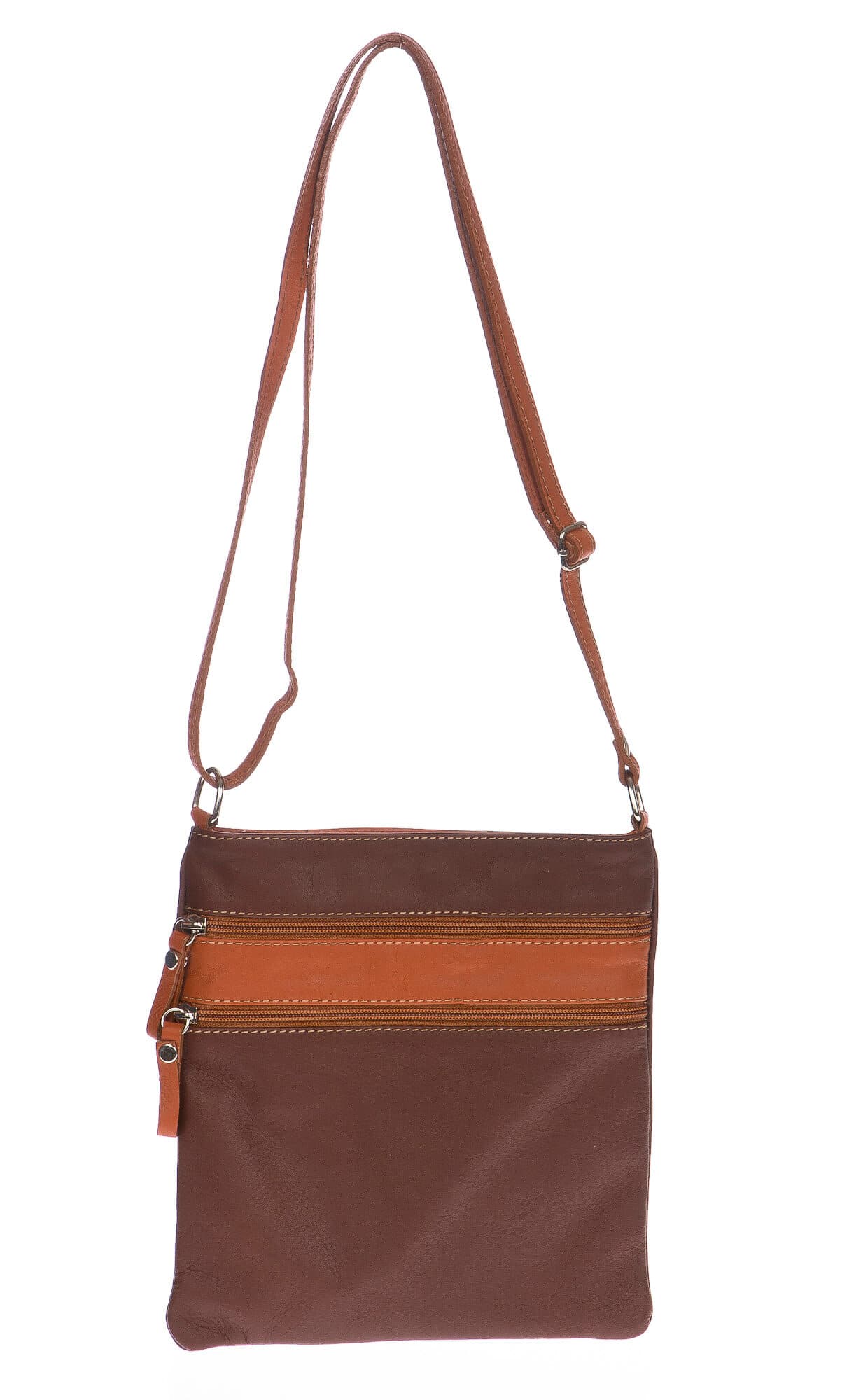 Borsa donna in vera pelle CHIARO SCURO mod. TECLA colore TESTA DI MORO / MIELE, Made in Italy (Borsa)