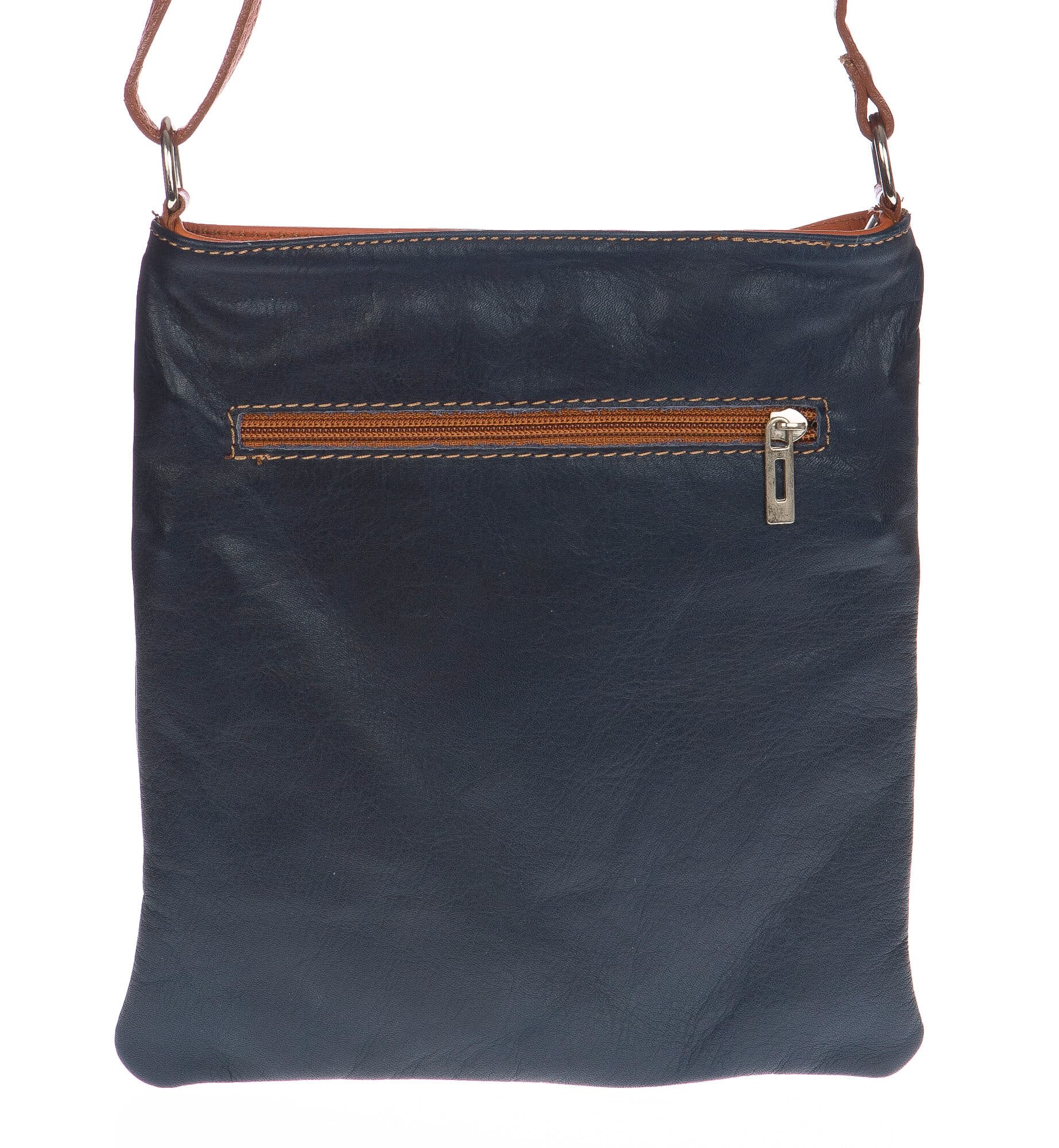 Borsa donna in vera pelle CHIARO SCURO mod. TECLA colore BLU / MIELE, Made in Italy (Borsa)