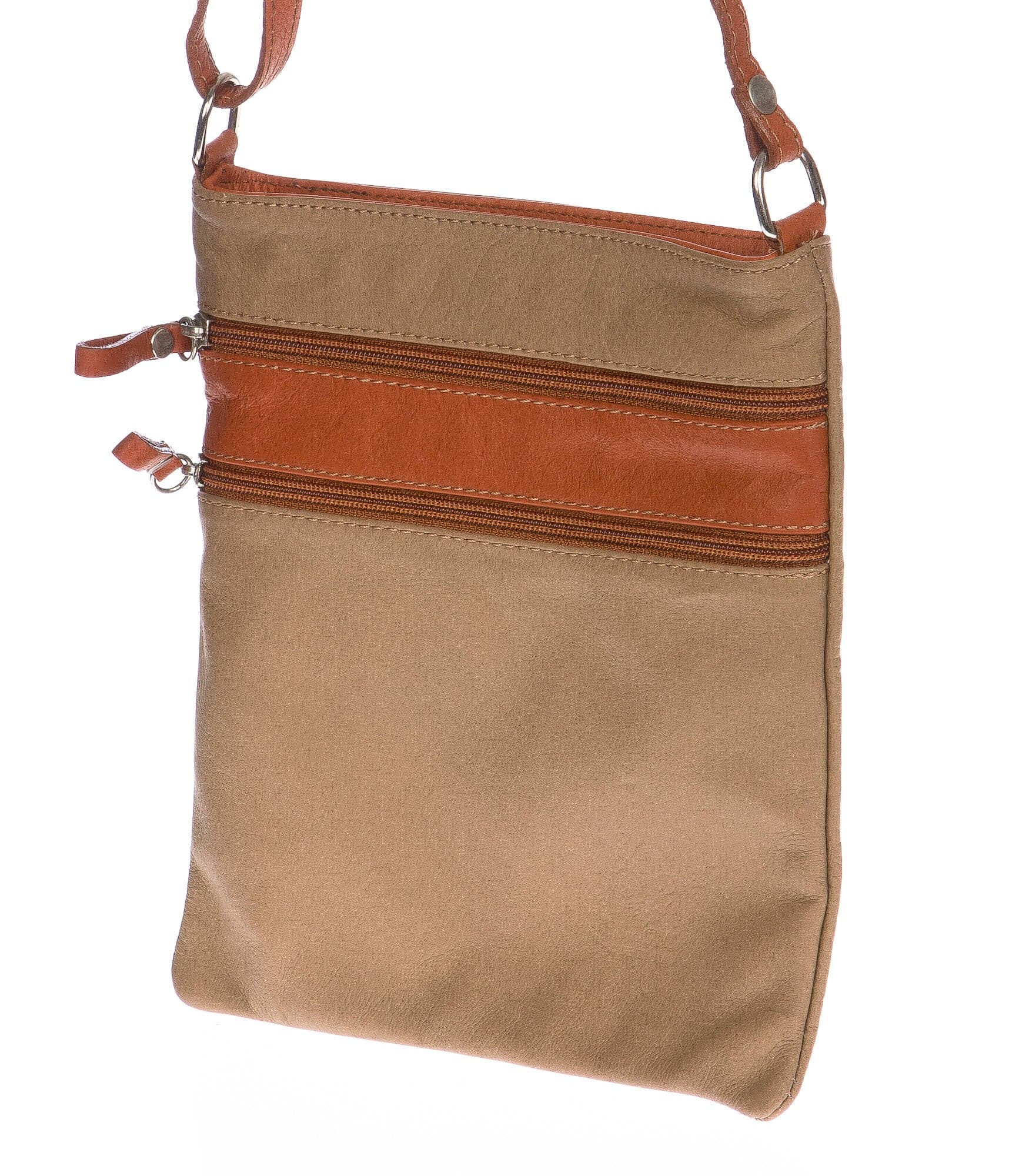 Borsa donna in vera pelle CHIARO SCURO mod. TECLA colore BEIGE / MIELE, Made in Italy (Borsa)