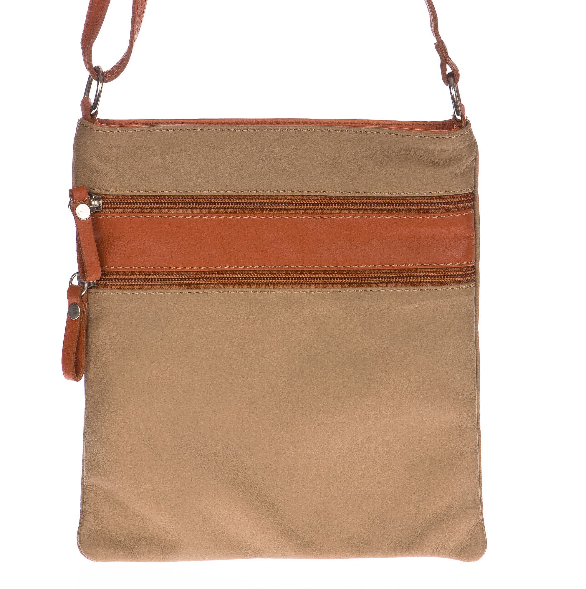 Borsa donna in vera pelle CHIARO SCURO mod. TECLA colore BEIGE / MIELE, Made in Italy (Borsa)
