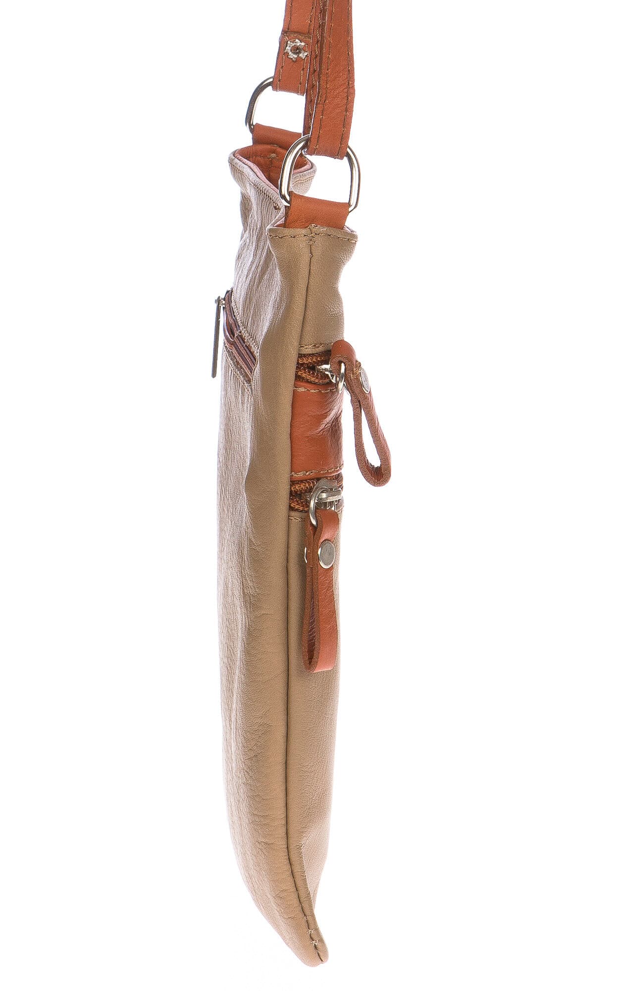 Borsa donna in vera pelle CHIARO SCURO mod. TECLA colore BEIGE / MIELE, Made in Italy (Borsa)