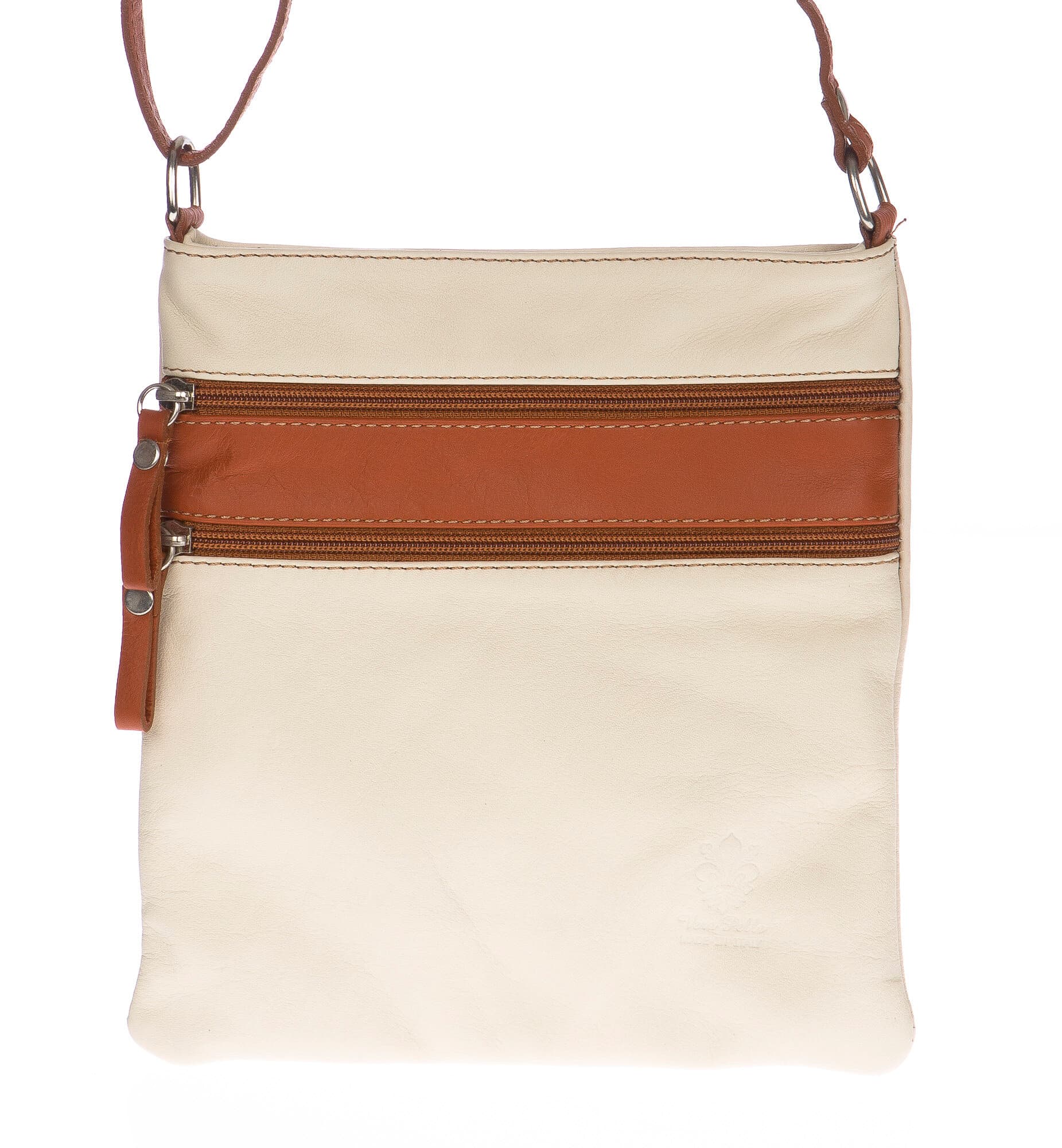 Borsa donna in vera pelle CHIARO SCURO mod. TECLA colore PANNA / MIELE, Made in Italy (Borsa)