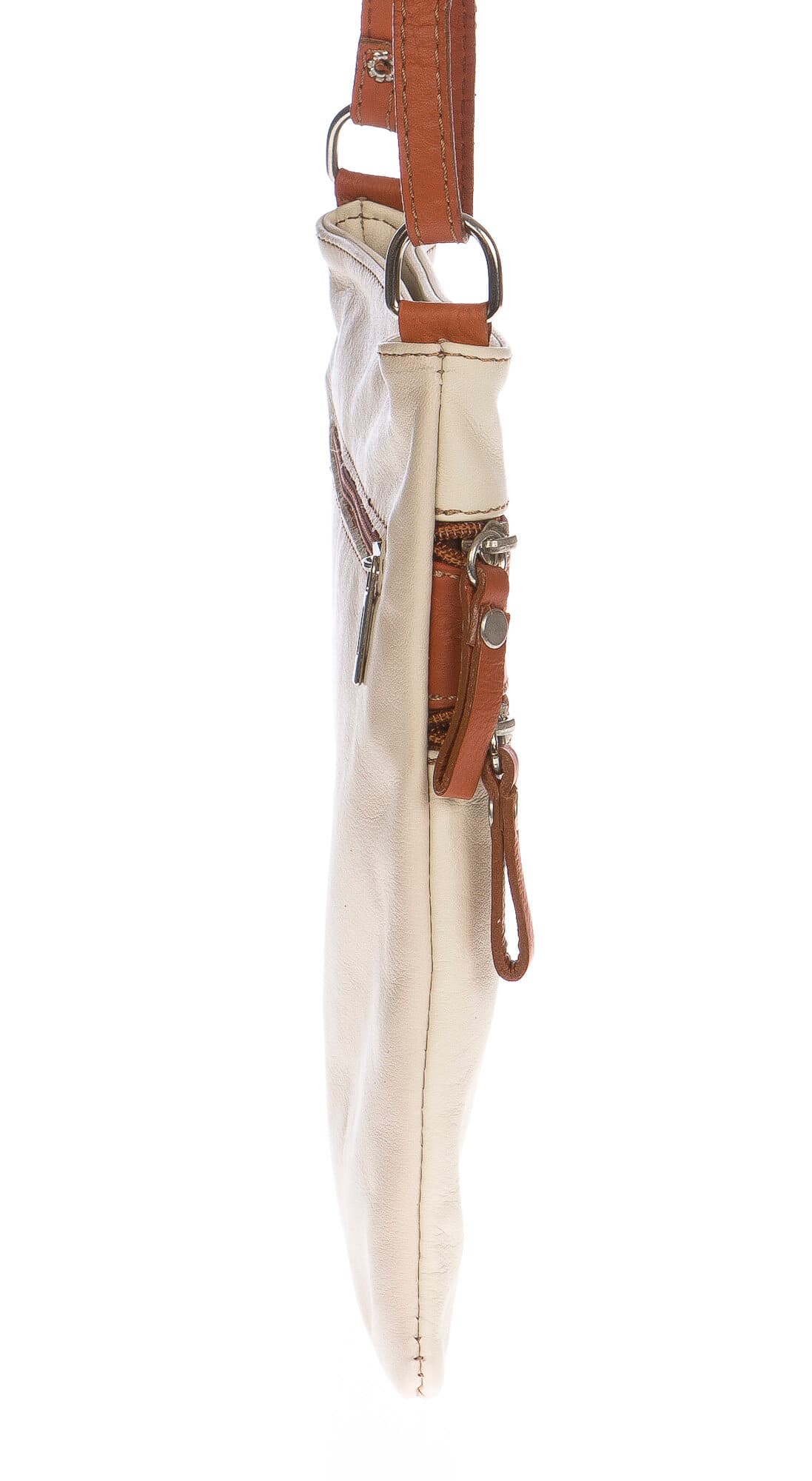 Borsa donna in vera pelle CHIARO SCURO mod. TECLA colore PANNA / MIELE, Made in Italy (Borsa)