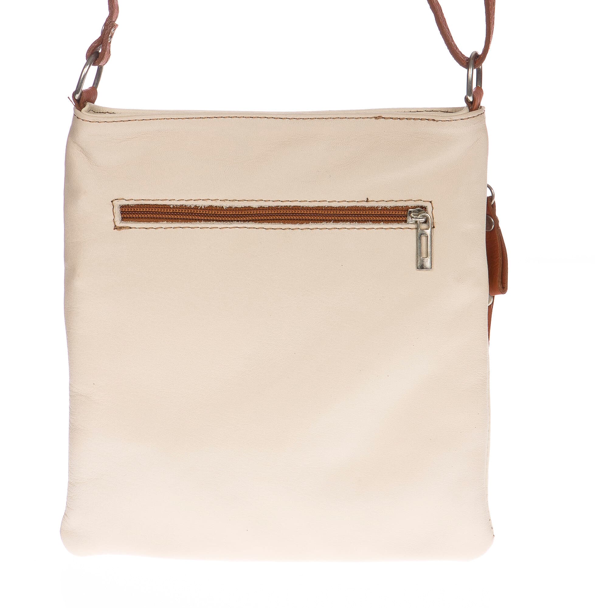 Borsa donna in vera pelle CHIARO SCURO mod. TECLA colore PANNA / MIELE, Made in Italy (Borsa)