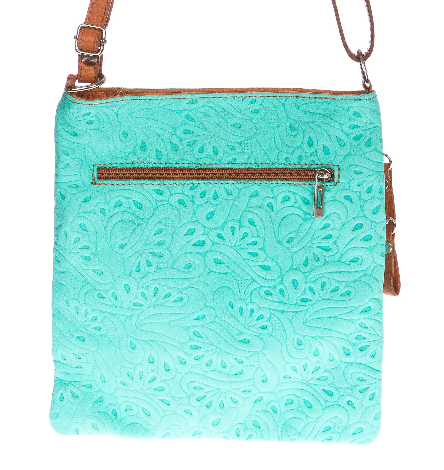 Borsa donna in vera pelle CHIARO SCURO mod. TECLA colore AZZURRO / MIELE, Made in Italy (Borsa)