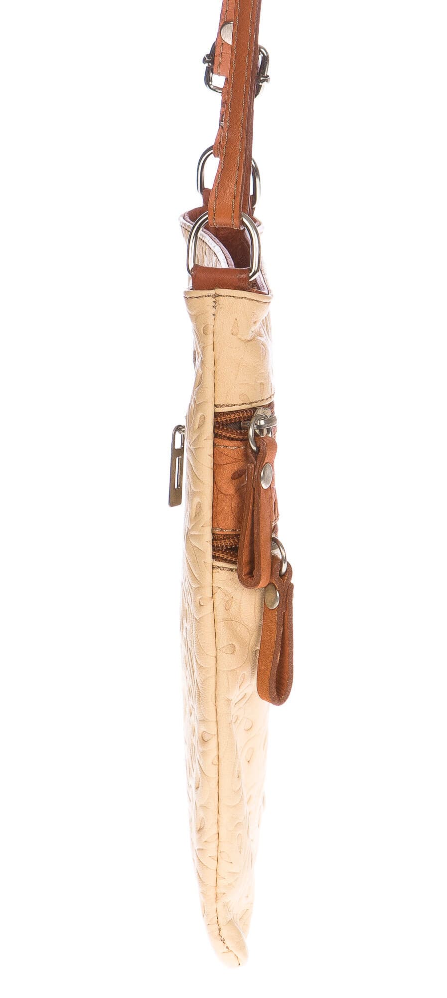 Borsa donna in vera pelle CHIARO SCURO mod. TECLA colore BEIGE / MIELE, Made in Italy (Borsa