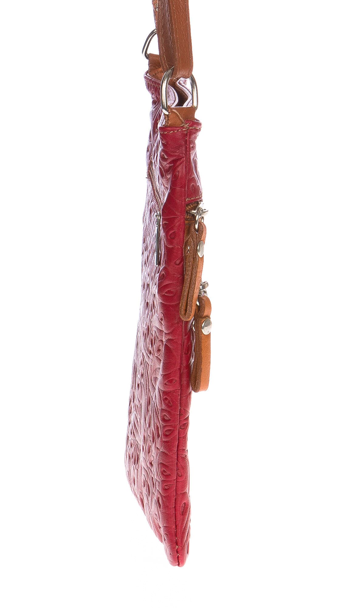 Borsa donna in vera pelle CHIARO SCURO mod. TECLA colore ROSSO / MIELE, Made in Italy