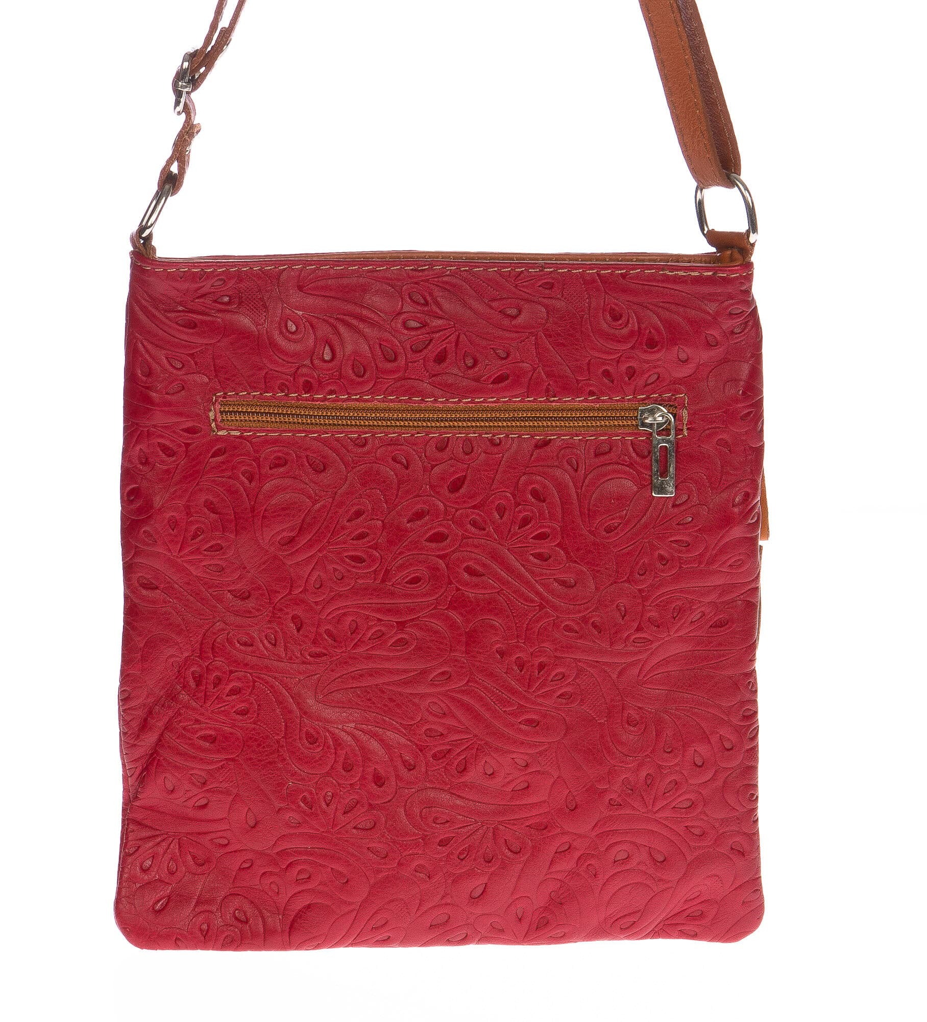 Borsa donna in vera pelle CHIARO SCURO mod. TECLA colore ROSSO / MIELE, Made in Italy