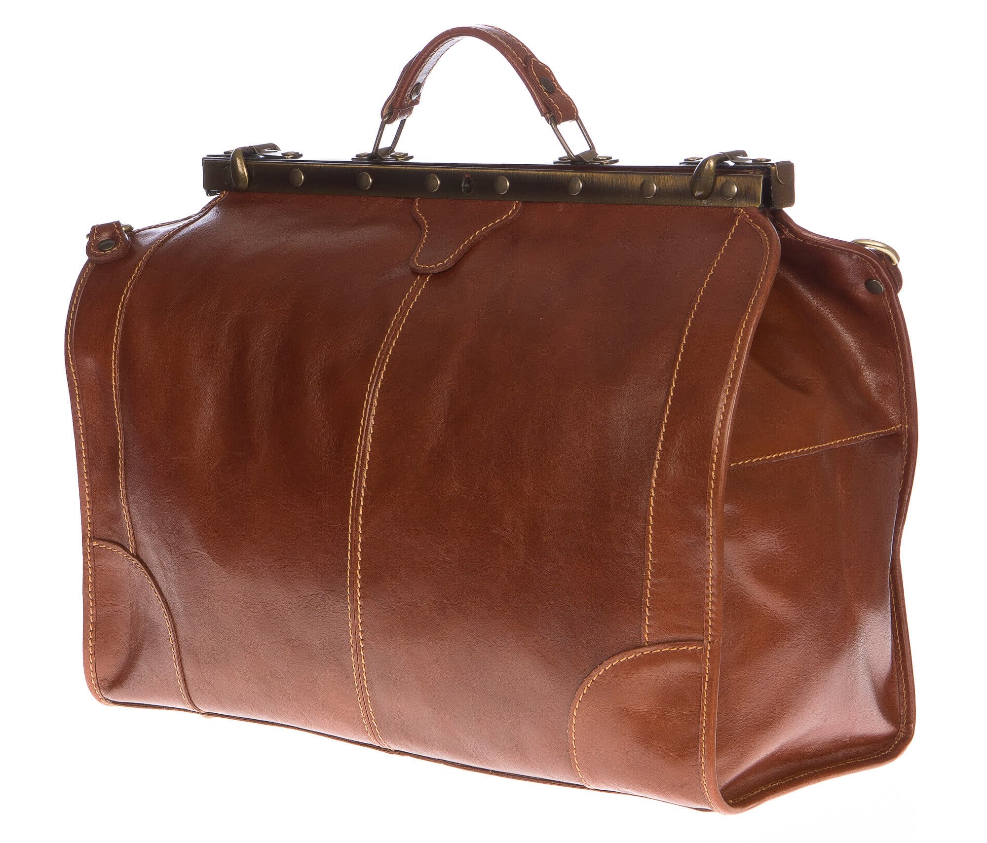 Borsone da viaggio uomo/donna in vera pelle RENO, colore MARRONE, CHIAROSCURO, MADE IN ITALY