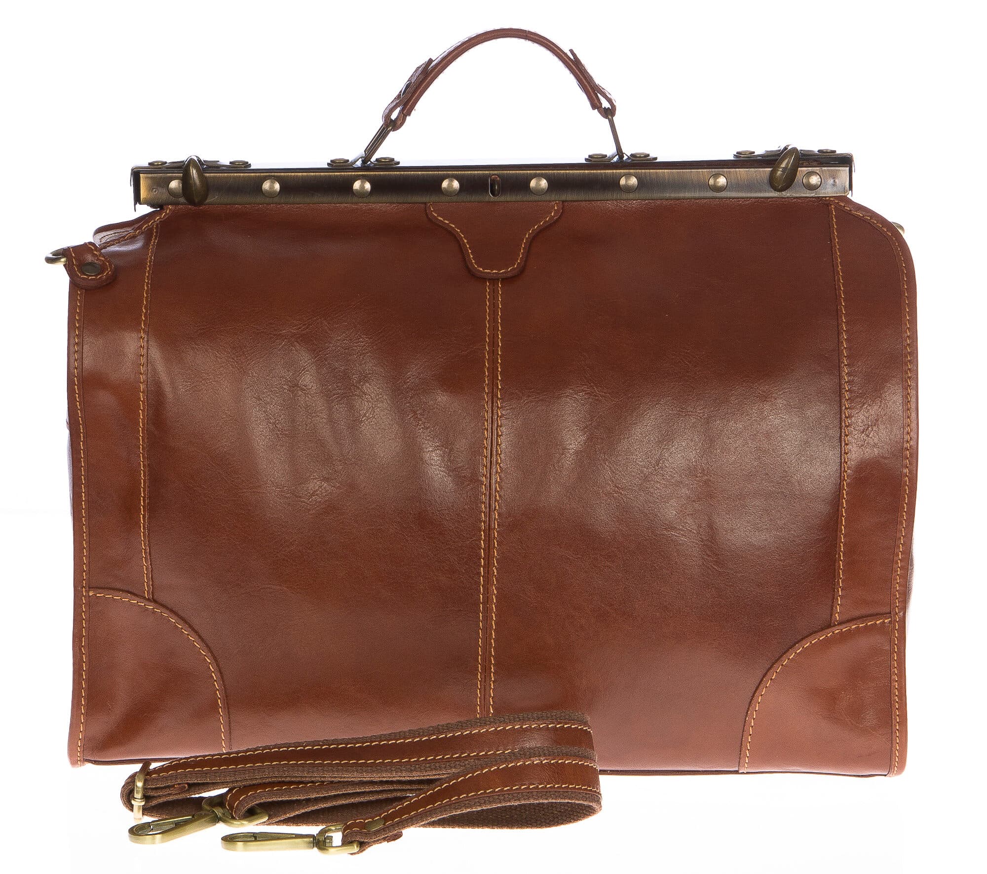 Borsone da viaggio uomo/donna in vera pelle RENO, colore MARRONE, CHIAROSCURO, MADE IN ITALY