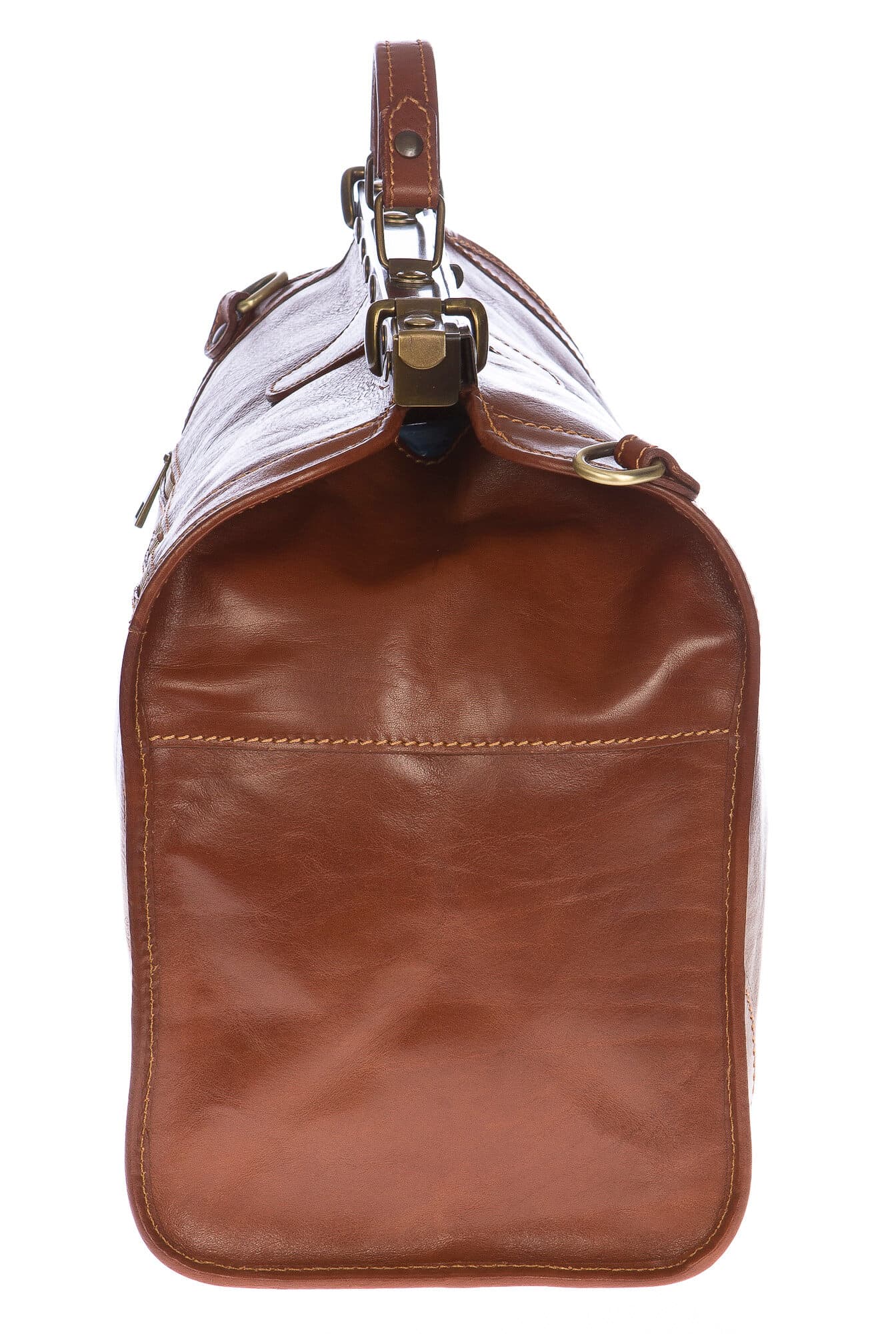 Borsone da viaggio uomo/donna in vera pelle RENO, colore MARRONE, CHIAROSCURO, MADE IN ITALY
