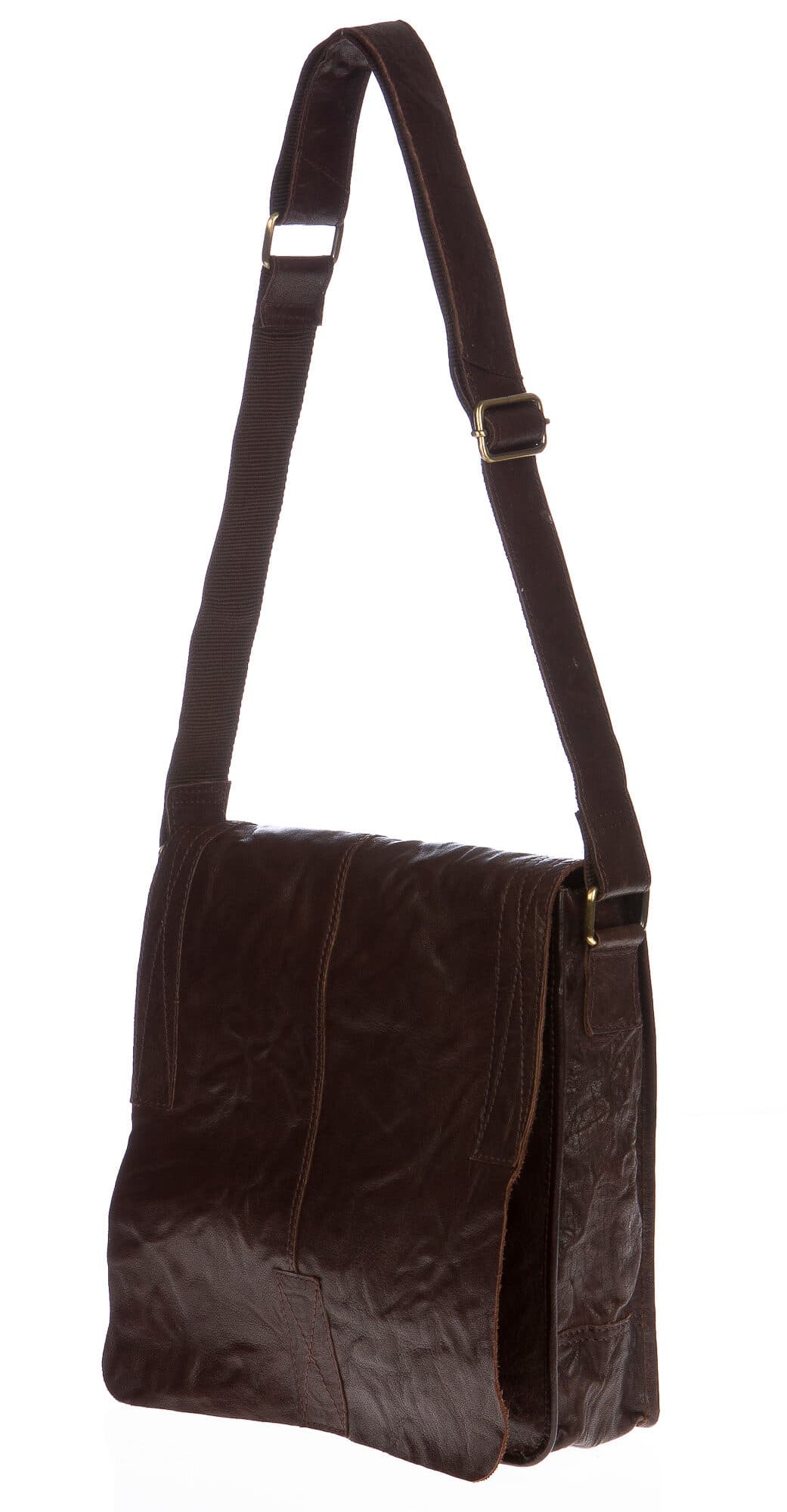 Borsa uomo DYLAN in pelle sauvage washed vintage, colore testa di moro, stilata e comoda, tracolla regolabile, un scomparto interno, tasche accessori, CHIAROSCURO, Made in Italy