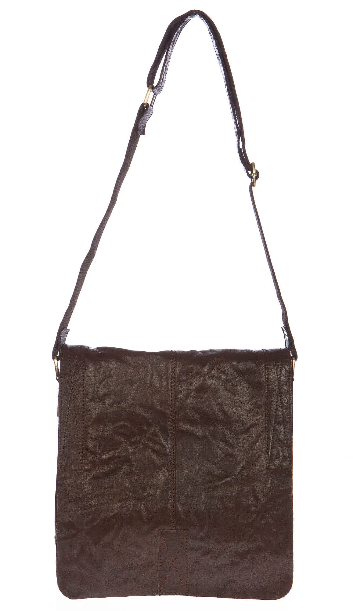 Borsa uomo DYLAN in pelle sauvage washed vintage, colore testa di moro, stilata e comoda, tracolla regolabile, un scomparto interno, tasche accessori, CHIAROSCURO, Made in Italy