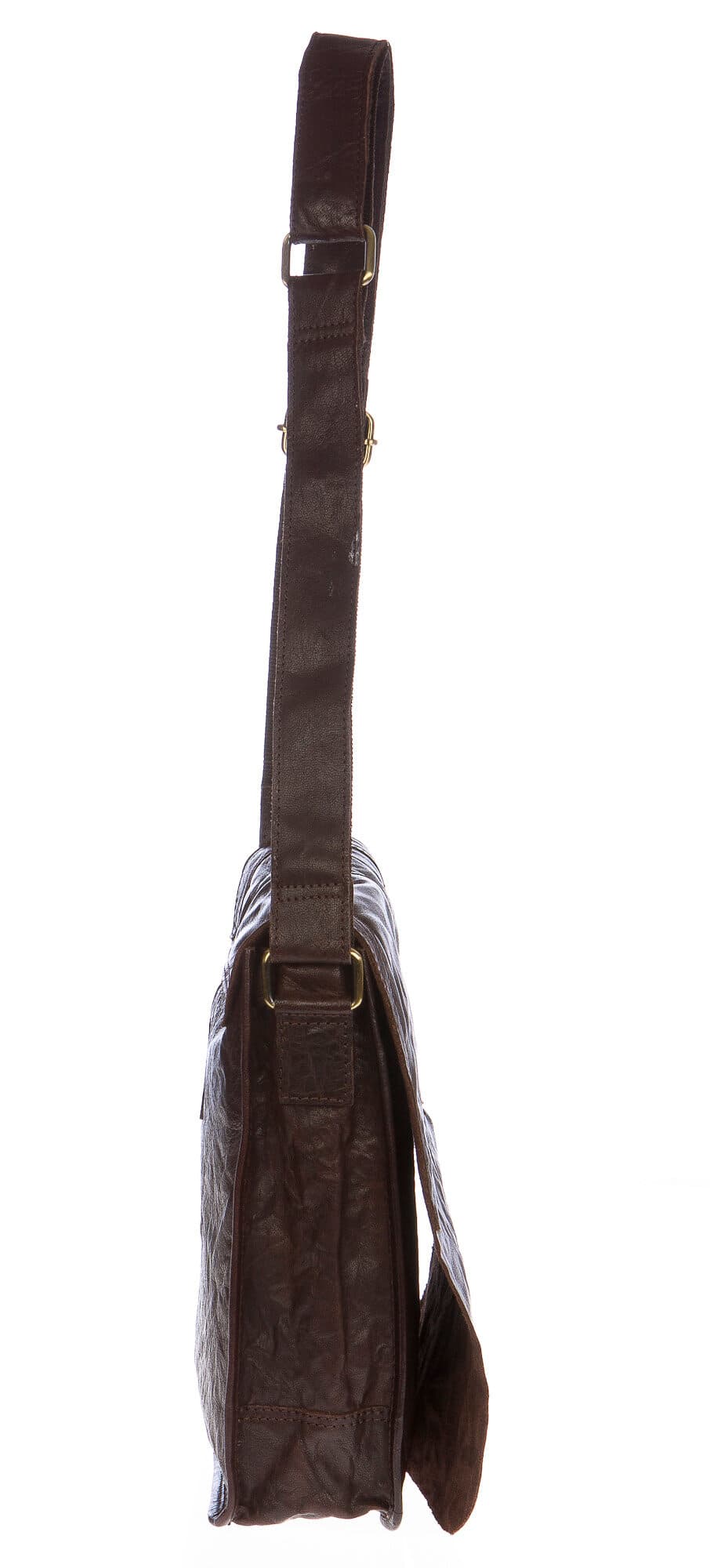Borsa uomo DYLAN in pelle sauvage washed vintage, colore testa di moro, stilata e comoda, tracolla regolabile, un scomparto interno, tasche accessori, CHIAROSCURO, Made in Italy
