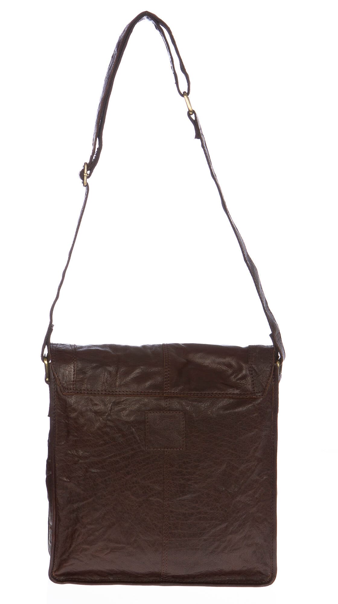 Borsa uomo DYLAN in pelle sauvage washed vintage, colore testa di moro, stilata e comoda, tracolla regolabile, un scomparto interno, tasche accessori, CHIAROSCURO, Made in Italy