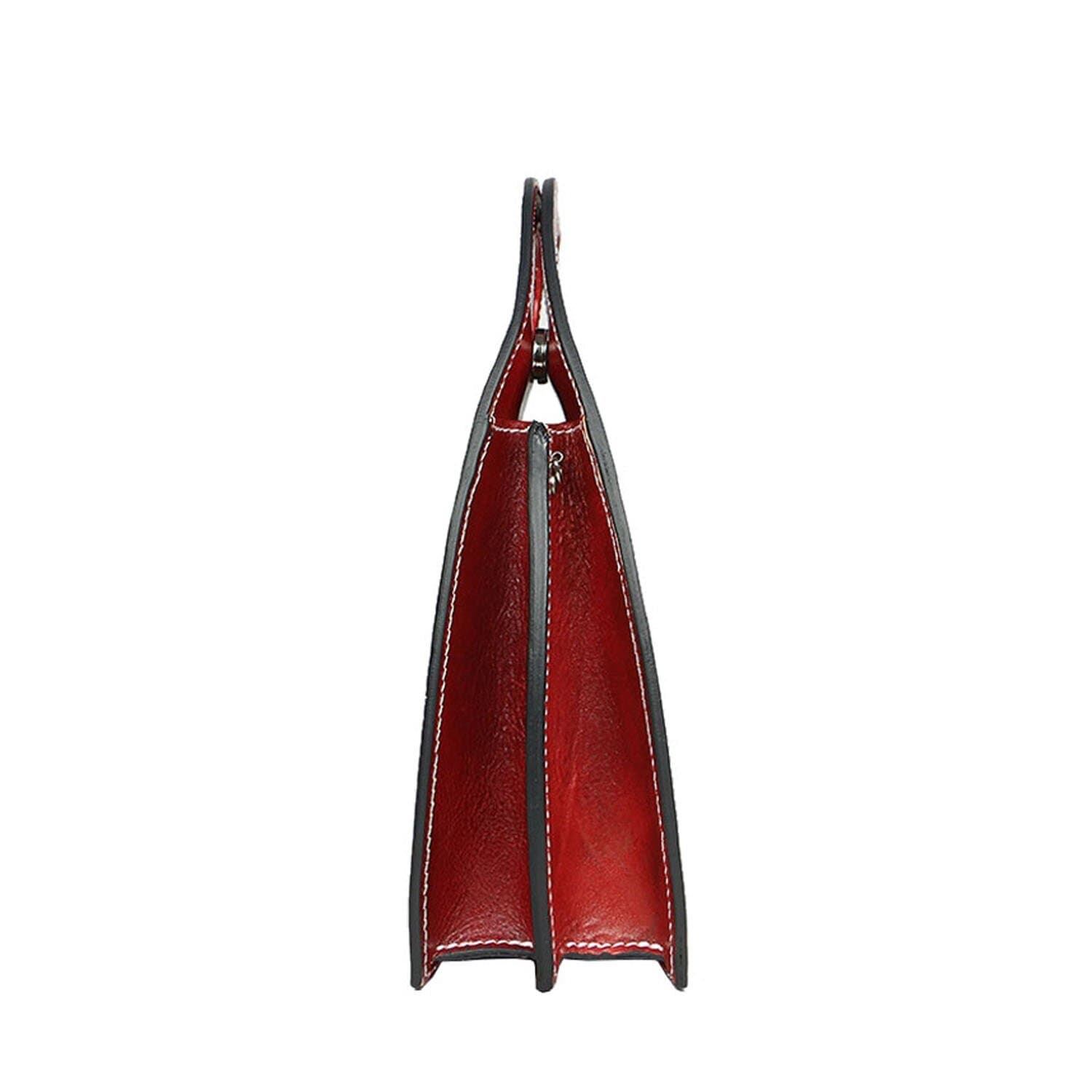 Borsa donna in vera pelle CHIAROSCURO mod. WINONA, colore ROSSO, Made in Italy.