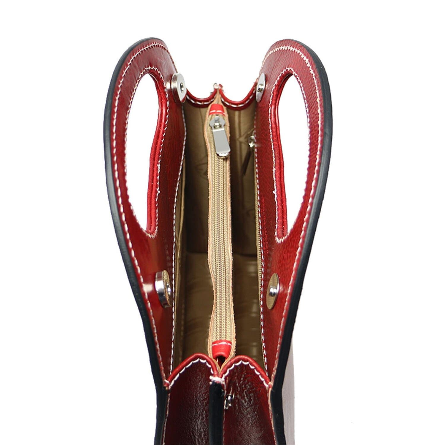 Borsa donna in vera pelle CHIAROSCURO mod. WINONA, colore ROSSO, Made in Italy.