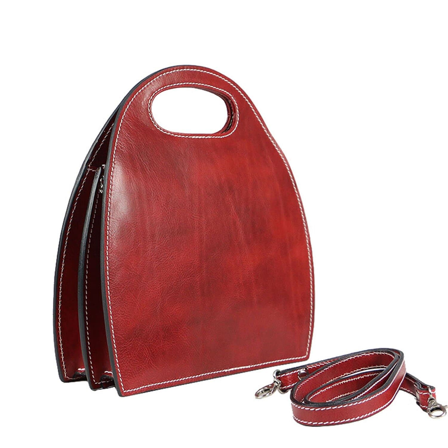 Borsa donna in vera pelle CHIAROSCURO mod. WINONA, colore ROSSO, Made in Italy.