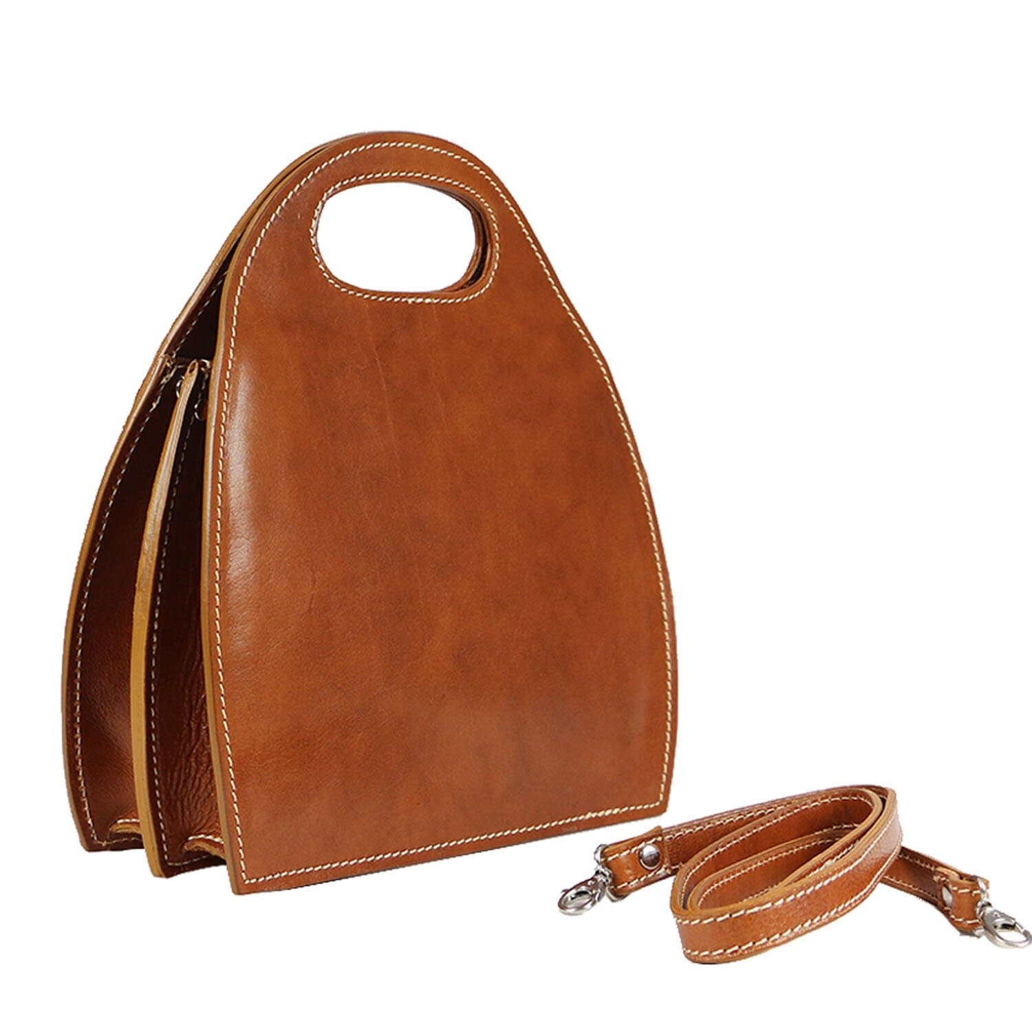 Borsa donna in vera pelle CHIAROSCURO mod. WINONA, colore MIELE, Made in Italy.