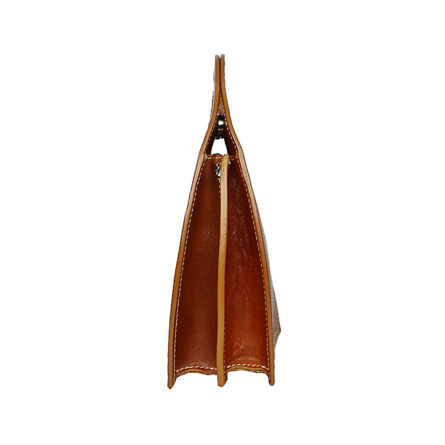 Borsa donna in vera pelle CHIAROSCURO mod. WINONA, colore MIELE, Made in Italy.
