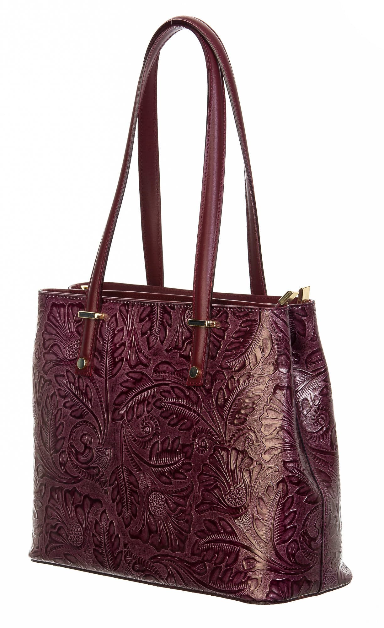Borsa donna in vera pelle, CHIAROSCURO, mod MEGHI colore BORDO', Made in Italy.